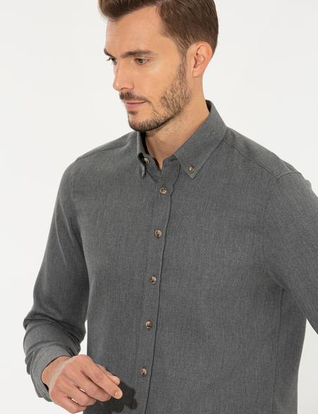 Siyah Slim Fit Uzun Kollu Gömlek - 50261304024