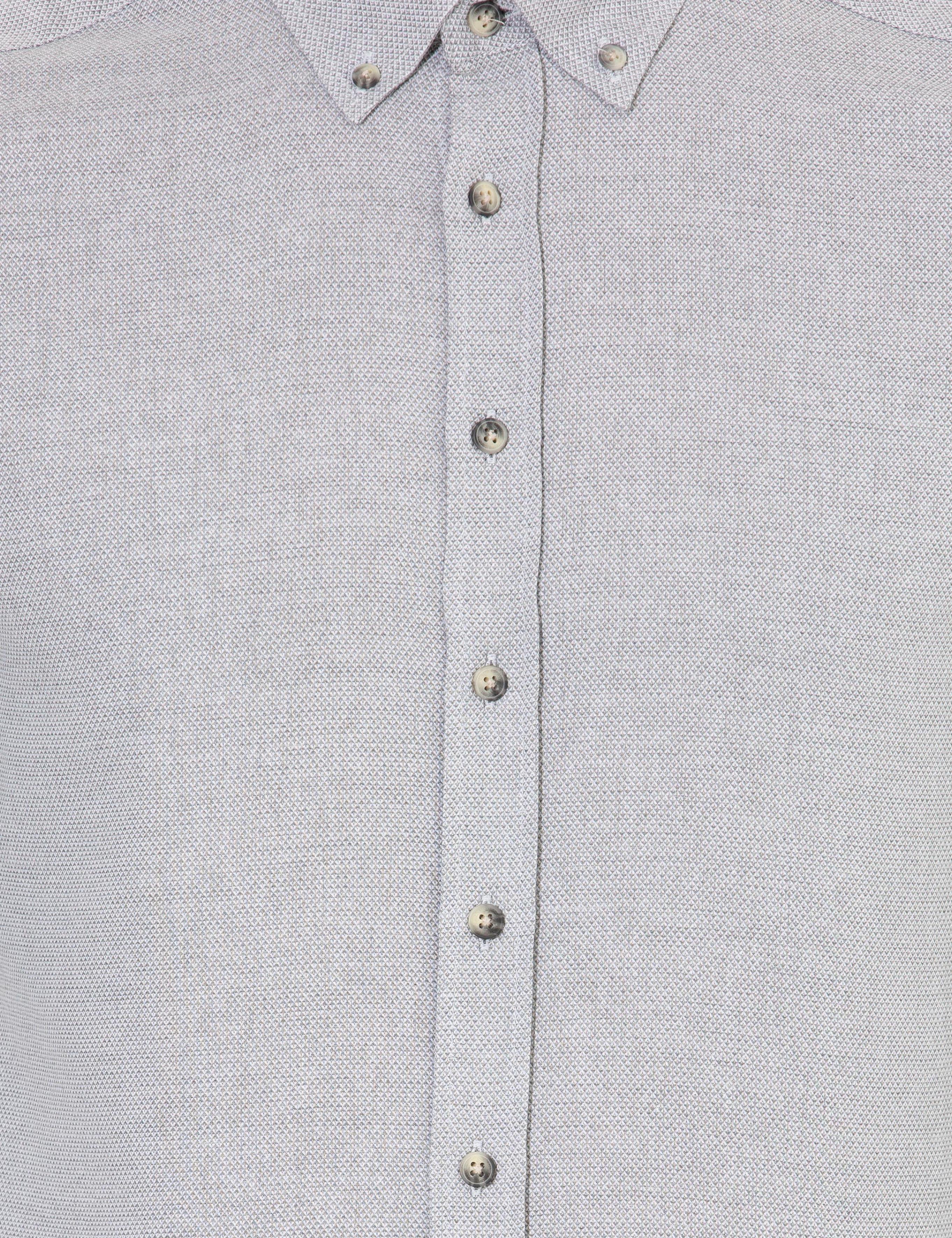 Gri Slim Fit Uzun Kollu Gömlek