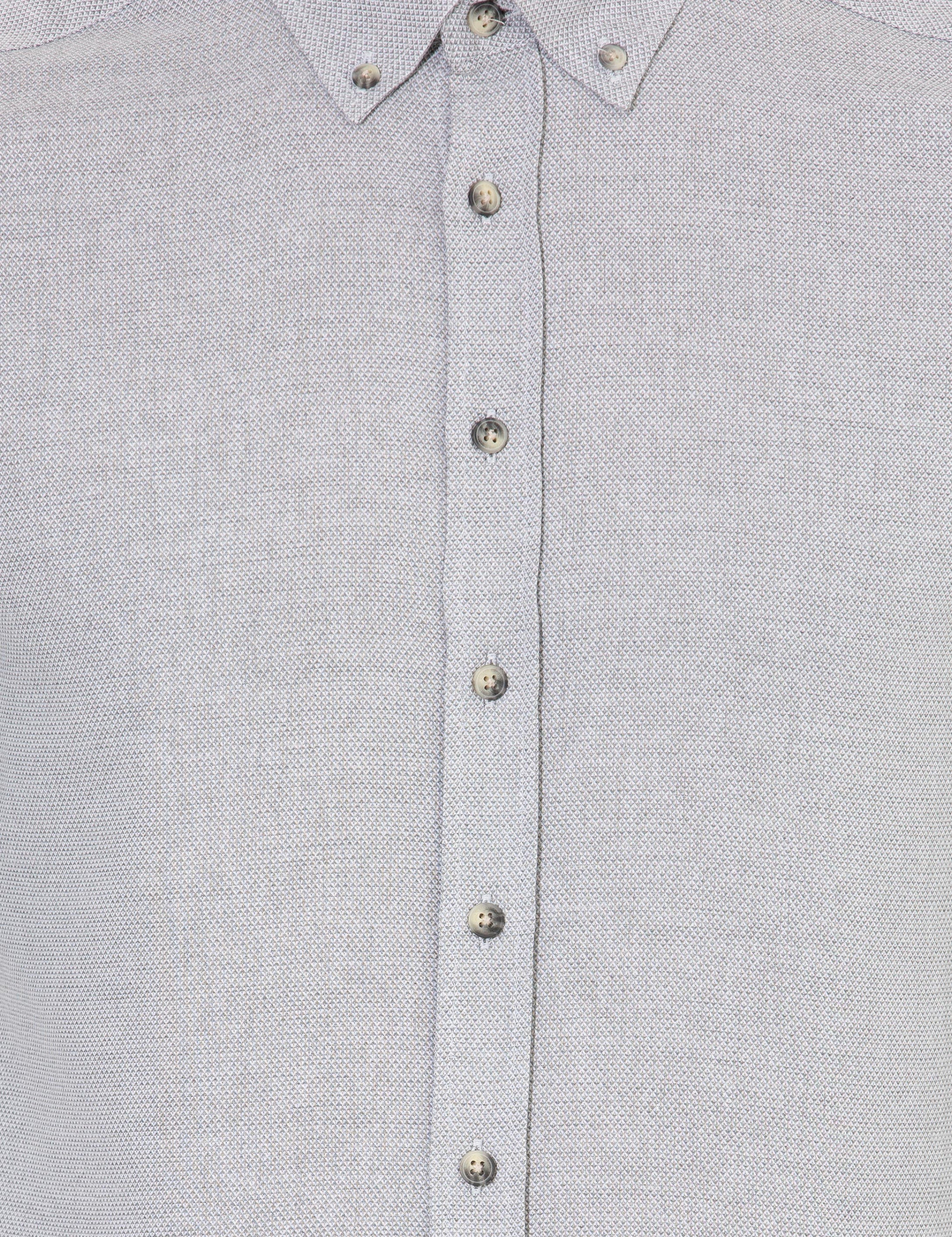 Gri Slim Fit Uzun Kollu Gömlek - Image 6
