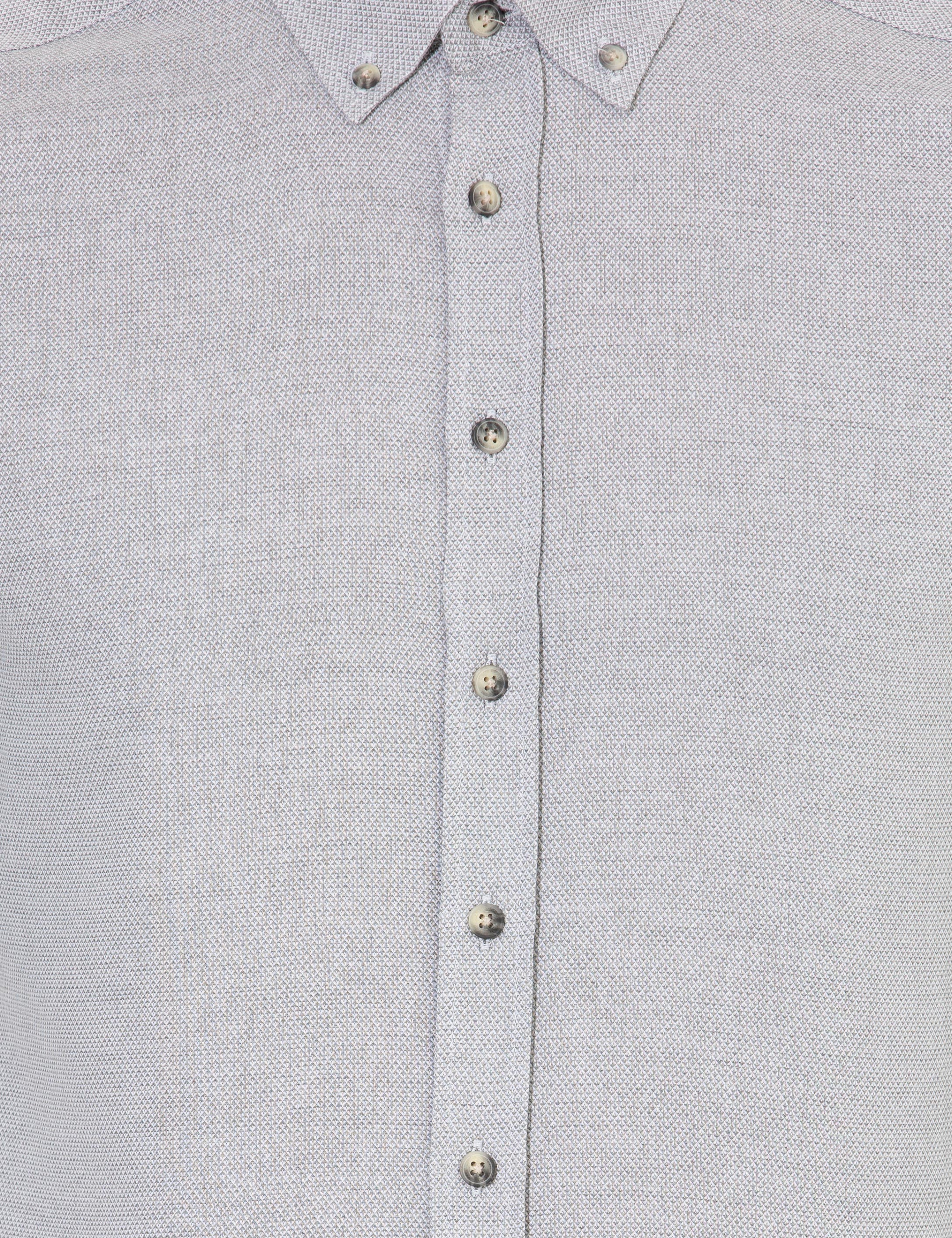 Gri Slim Fit Uzun Kollu Gömlek