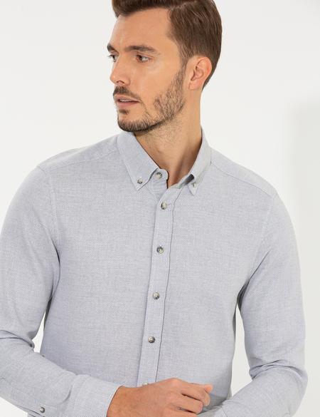 Gri Slim Fit Uzun Kollu Gömlek - 50261304060