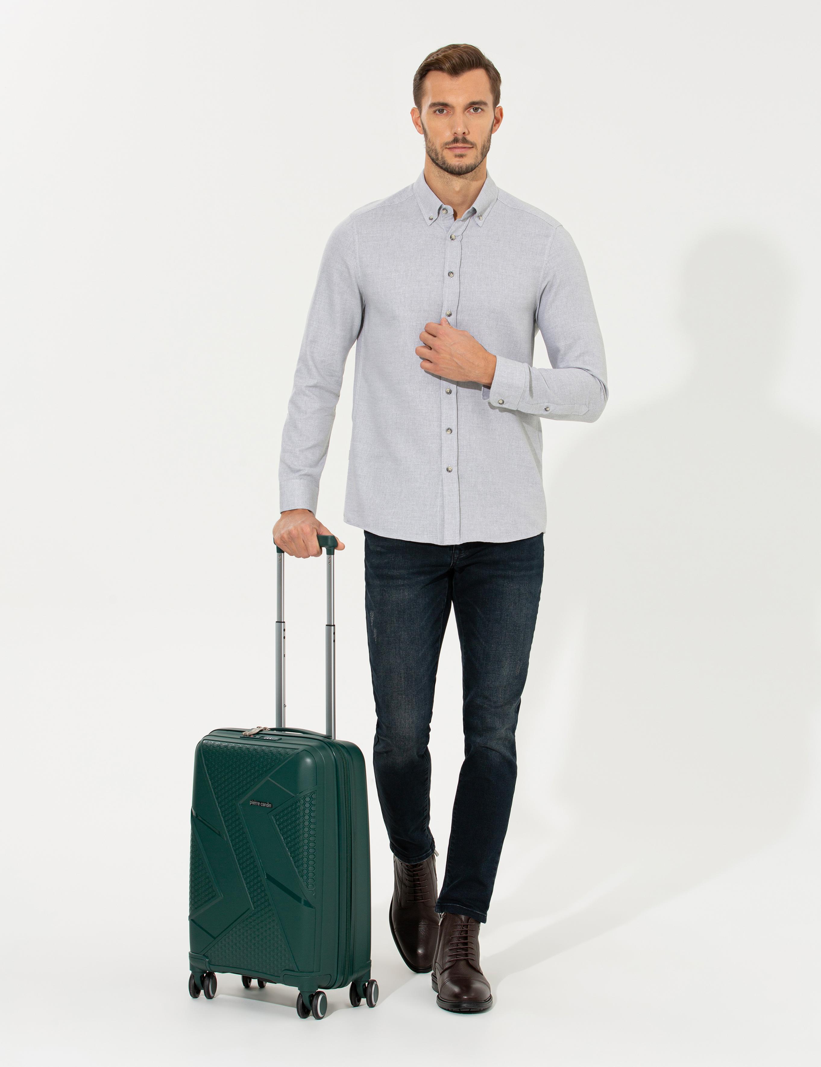 Gri Slim Fit Uzun Kollu Gömlek