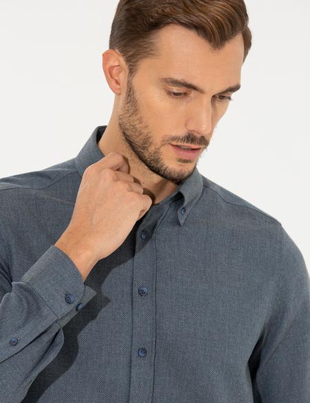 Lacivert Slim Fit Uzun Kollu Gömlek - 50261304081