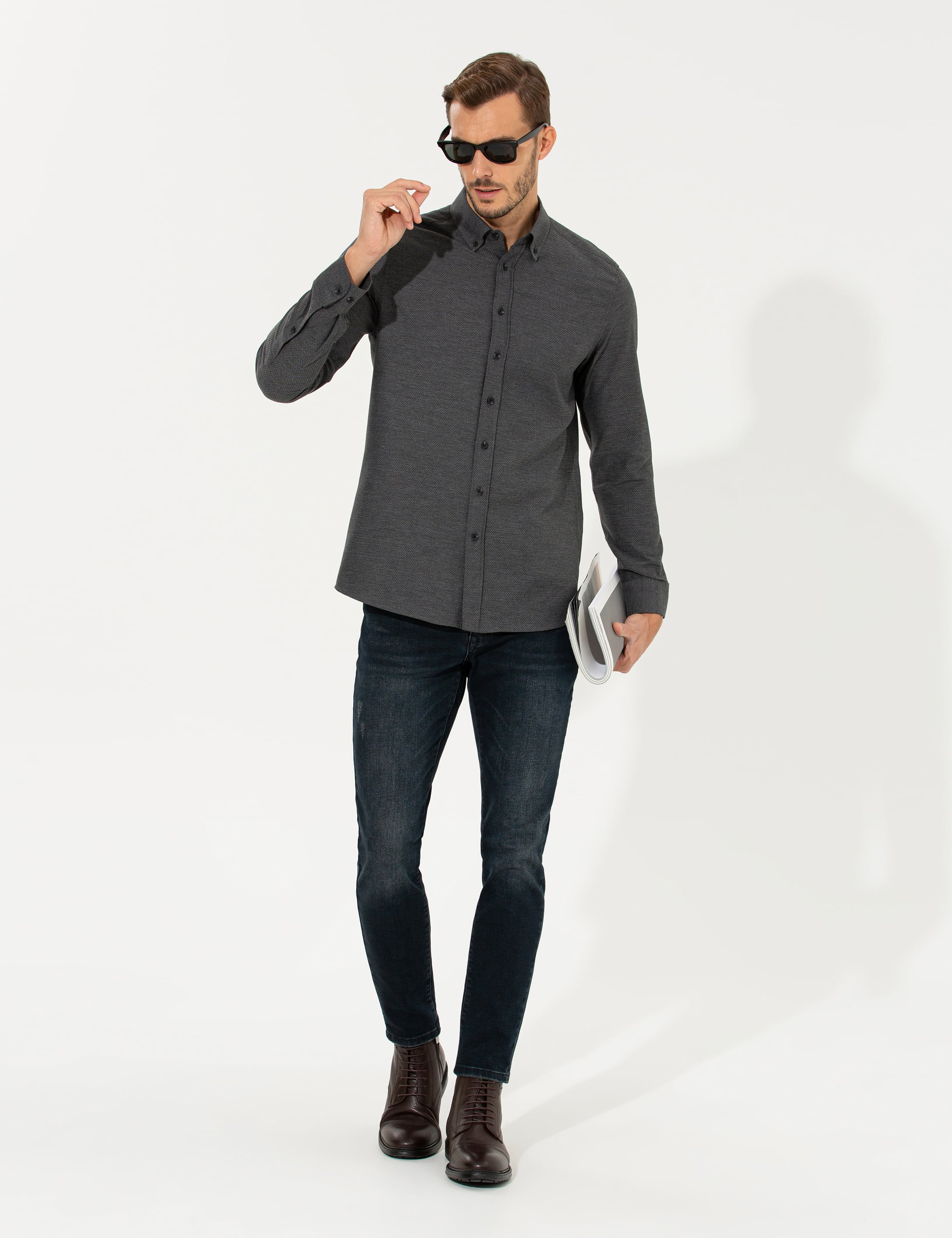Siyah Regular Fit Uzun Kollu Gömlek