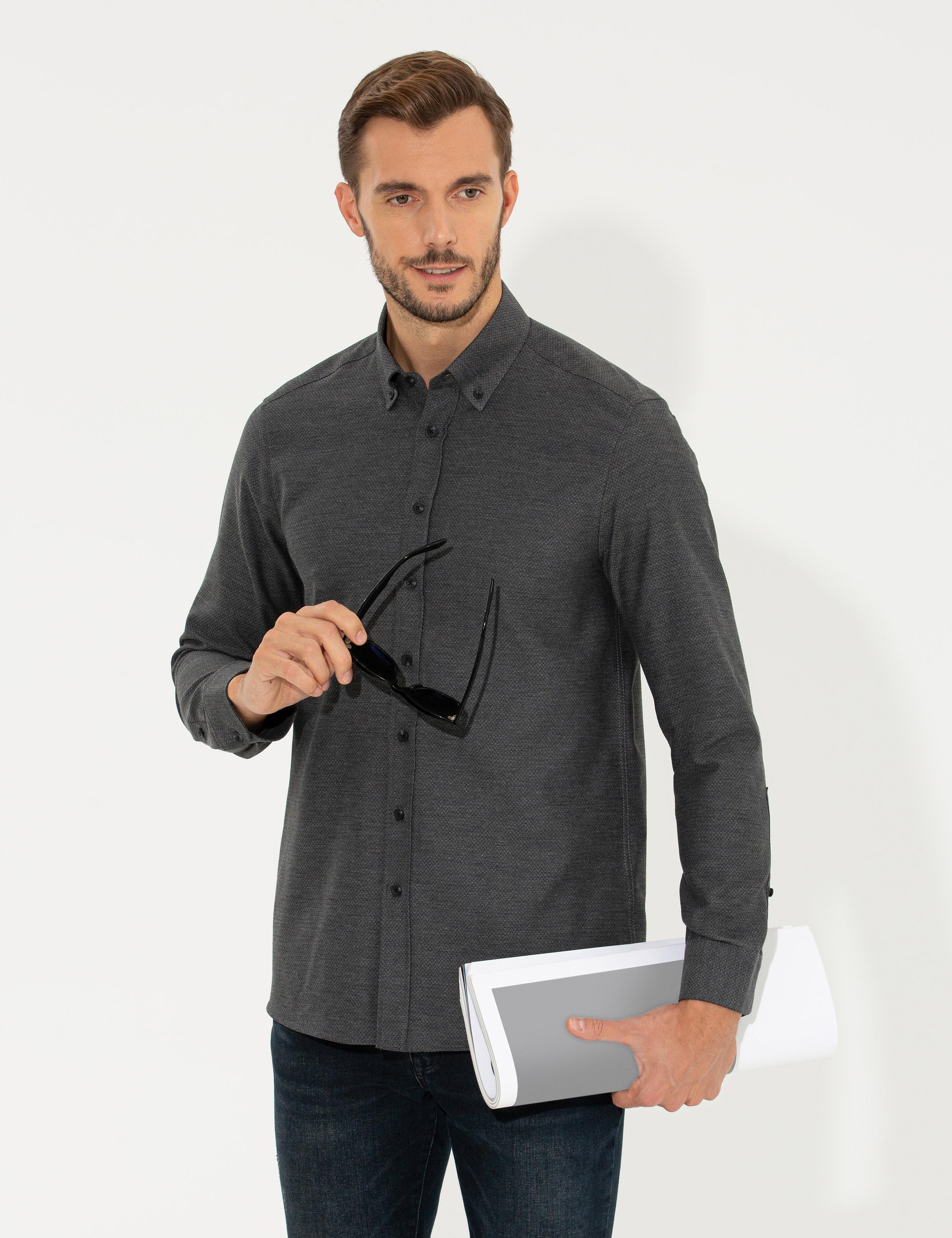 Siyah Regular Fit Uzun Kollu Gömlek