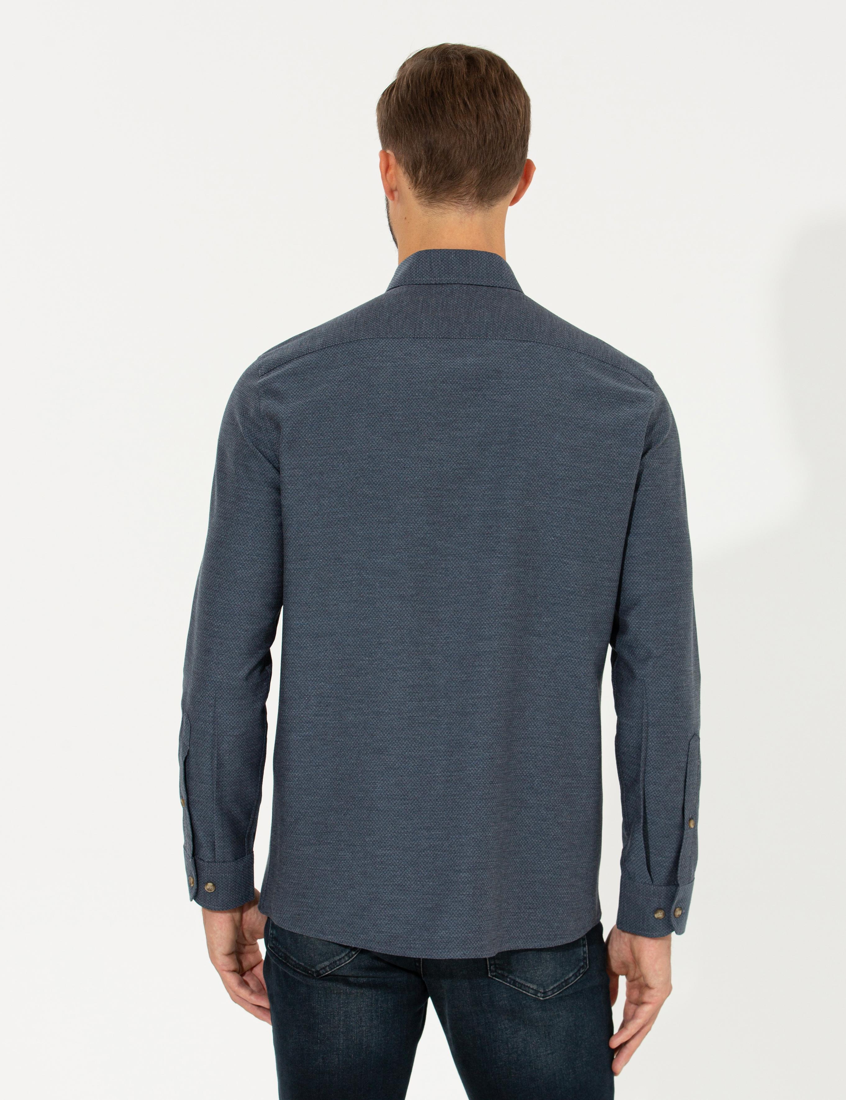 Lacivert Regular Fit Uzun Kollu Gömlek