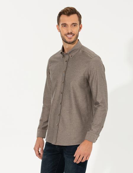 Kahverengi Regular Fit Uzun Kollu Gömlek - 50261305061