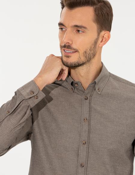 Kahverengi Regular Fit Uzun Kollu Gömlek - 50261305061