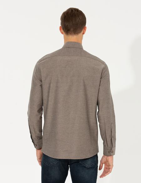 Kahverengi Regular Fit Uzun Kollu Gömlek - 50261305061