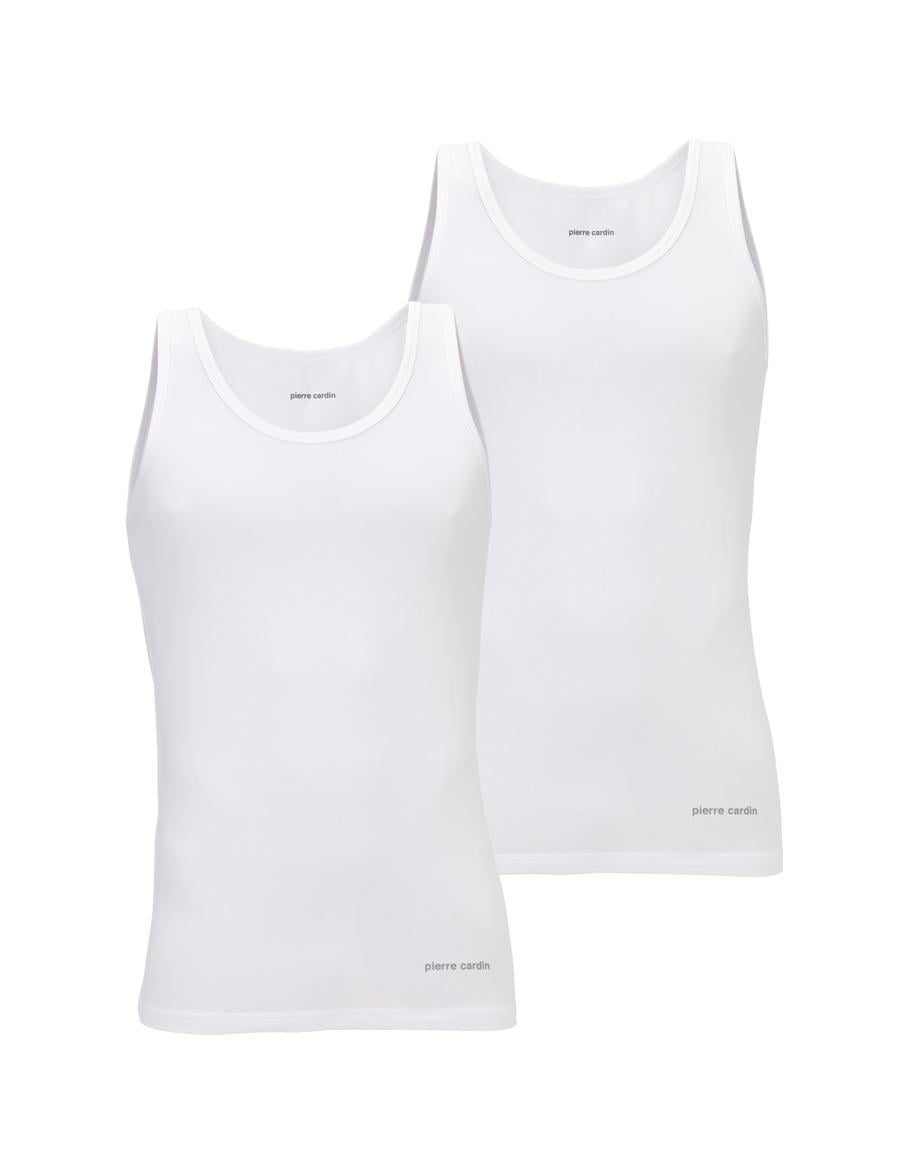 Beyaz Pamuk Modal Karışımlı 2'li Atlet