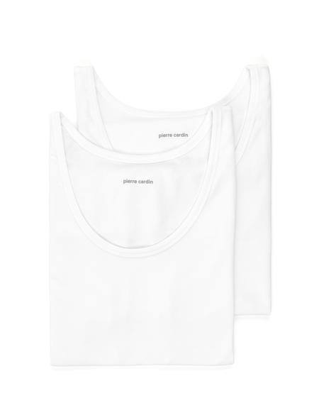 Beyaz Pamuk Modal Karışımlı 2'li Atlet - 50272019001