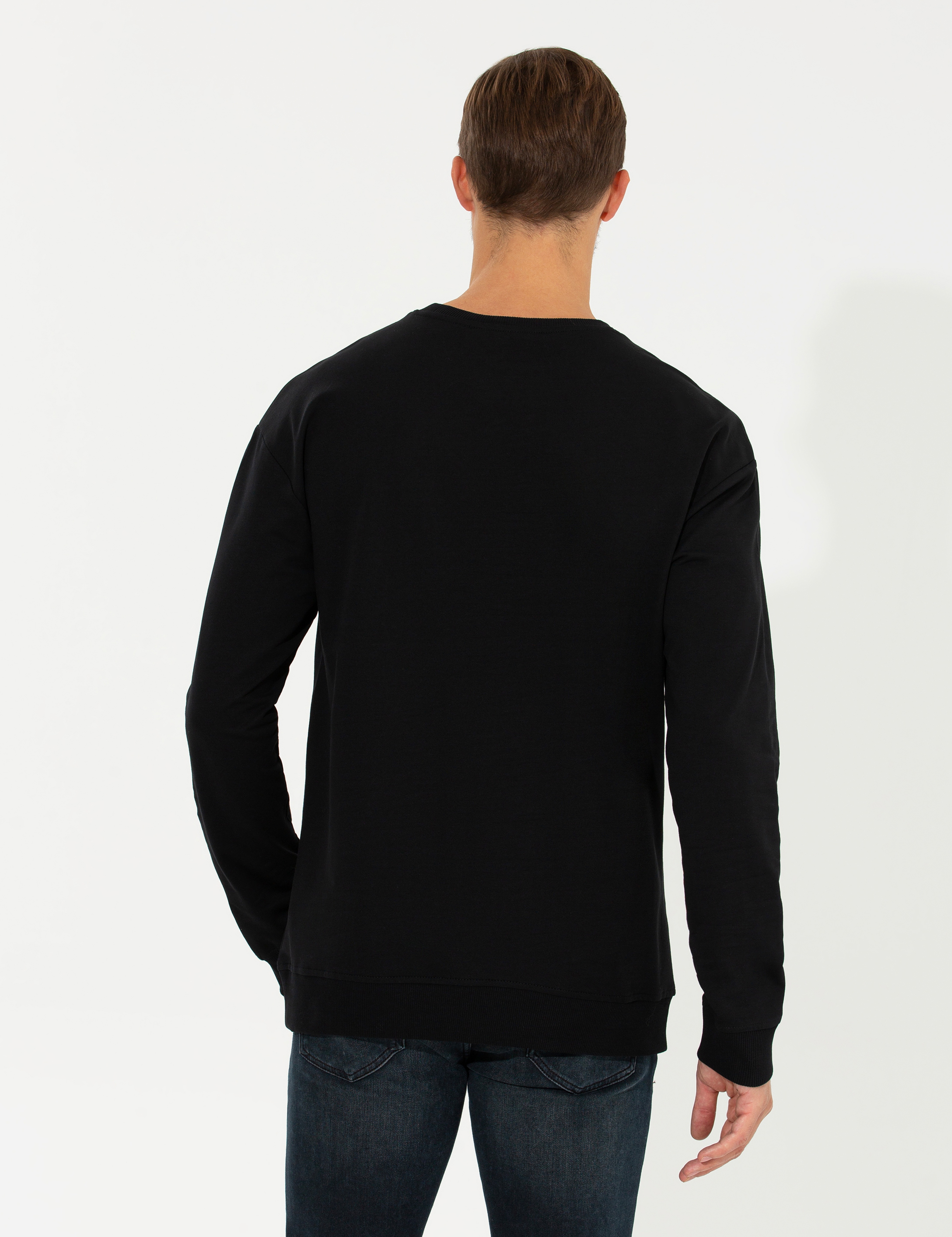 Siyah Comfort Fit Sweatshirt - Image 5