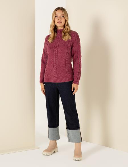 Gül Kurusu Comfort Fit Yarım Balıkçı Kazak - 50257263007