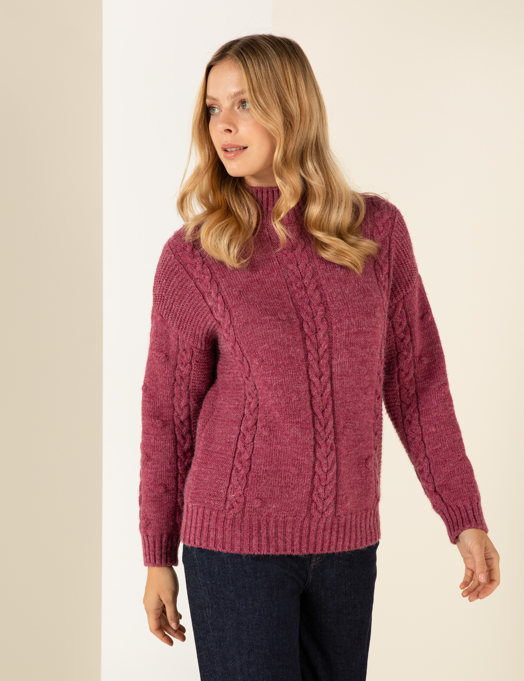 Gül Kurusu Comfort Fit Yarım Balıkçı Kazak - Image 2