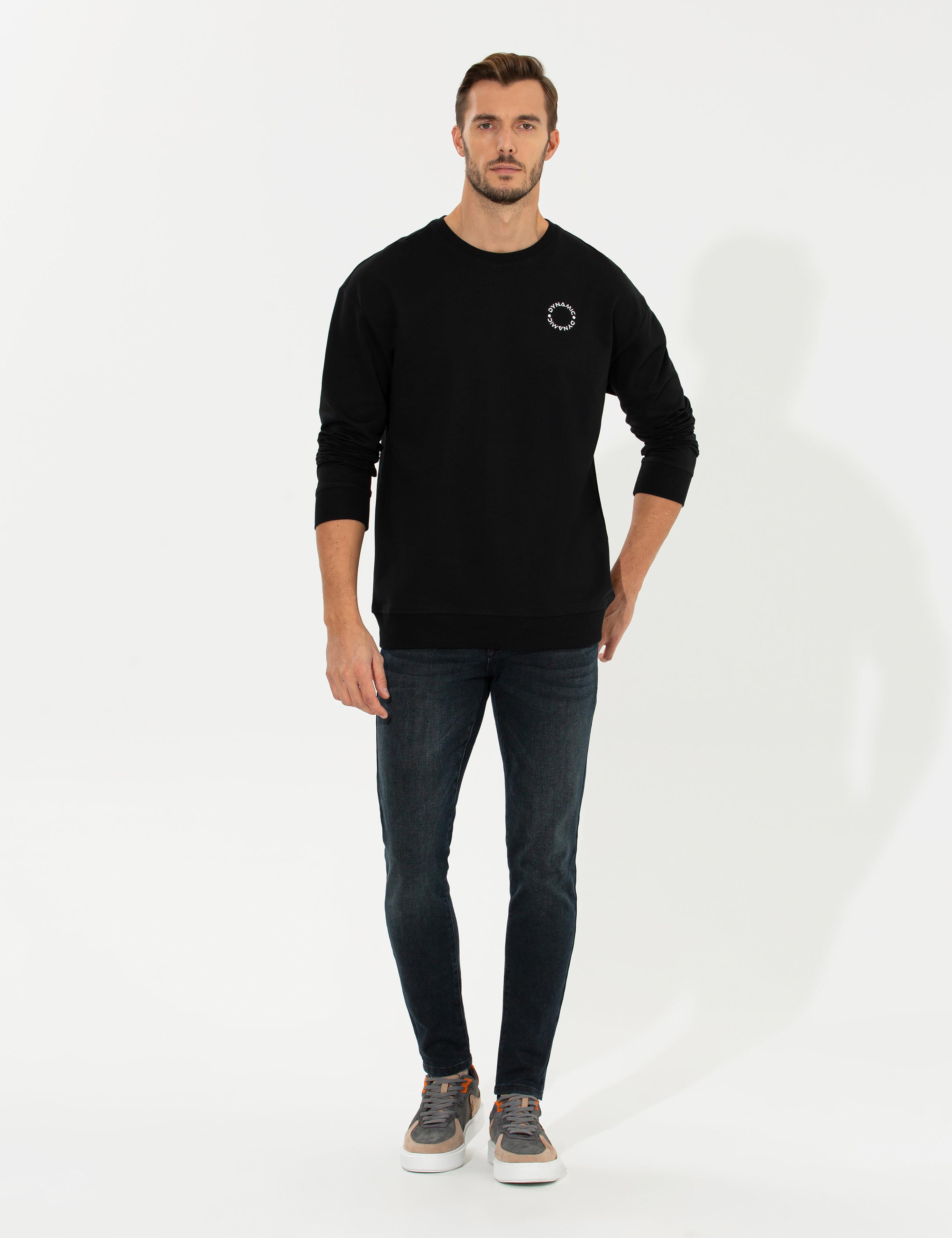 Siyah Comfort Fit Sweatshirt