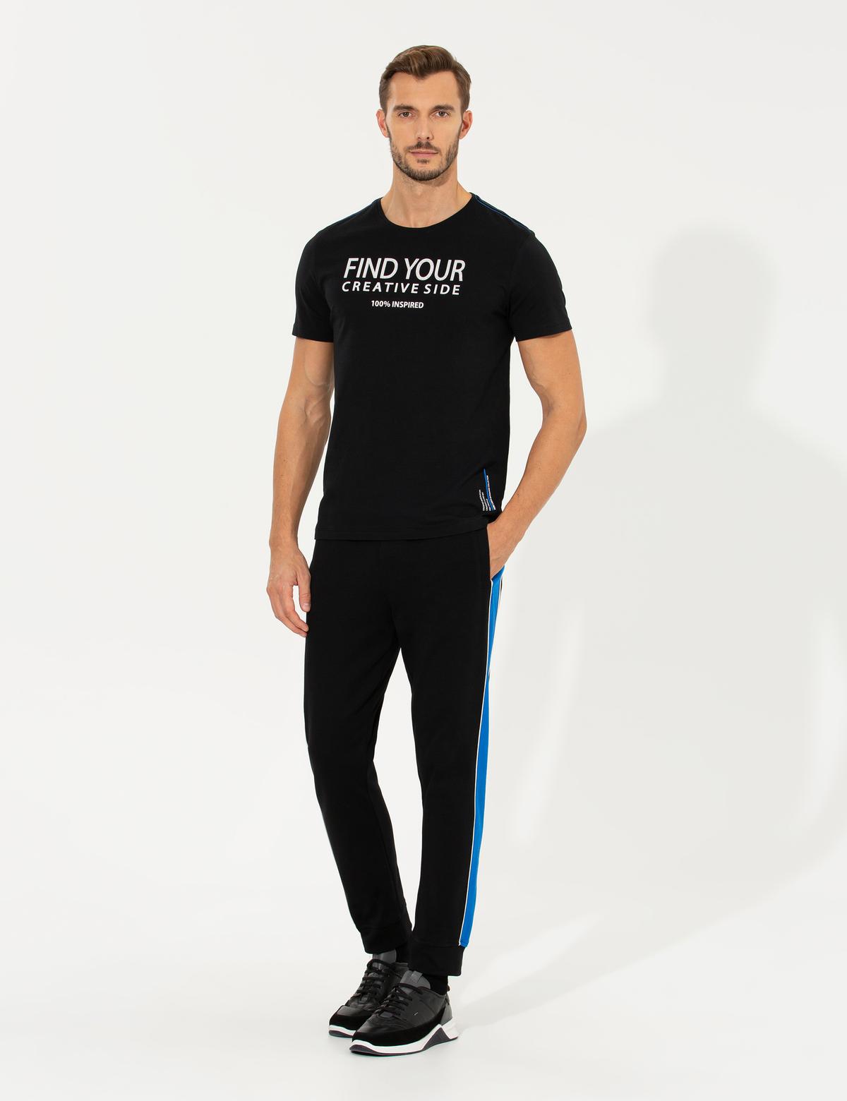 Siyah Slim Fit Bisiklet Yaka Tişört - 50258449028