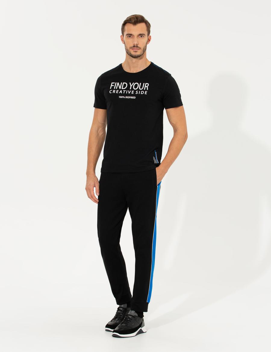 Siyah Slim Fit Bisiklet Yaka Tişört