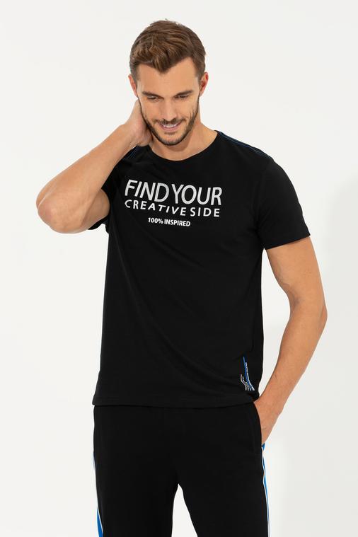 Siyah Slim Fit Bisiklet Yaka Tişört