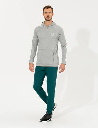 Açık Gri Melanj Regular Fit Kapüşonlu Sweatshirt