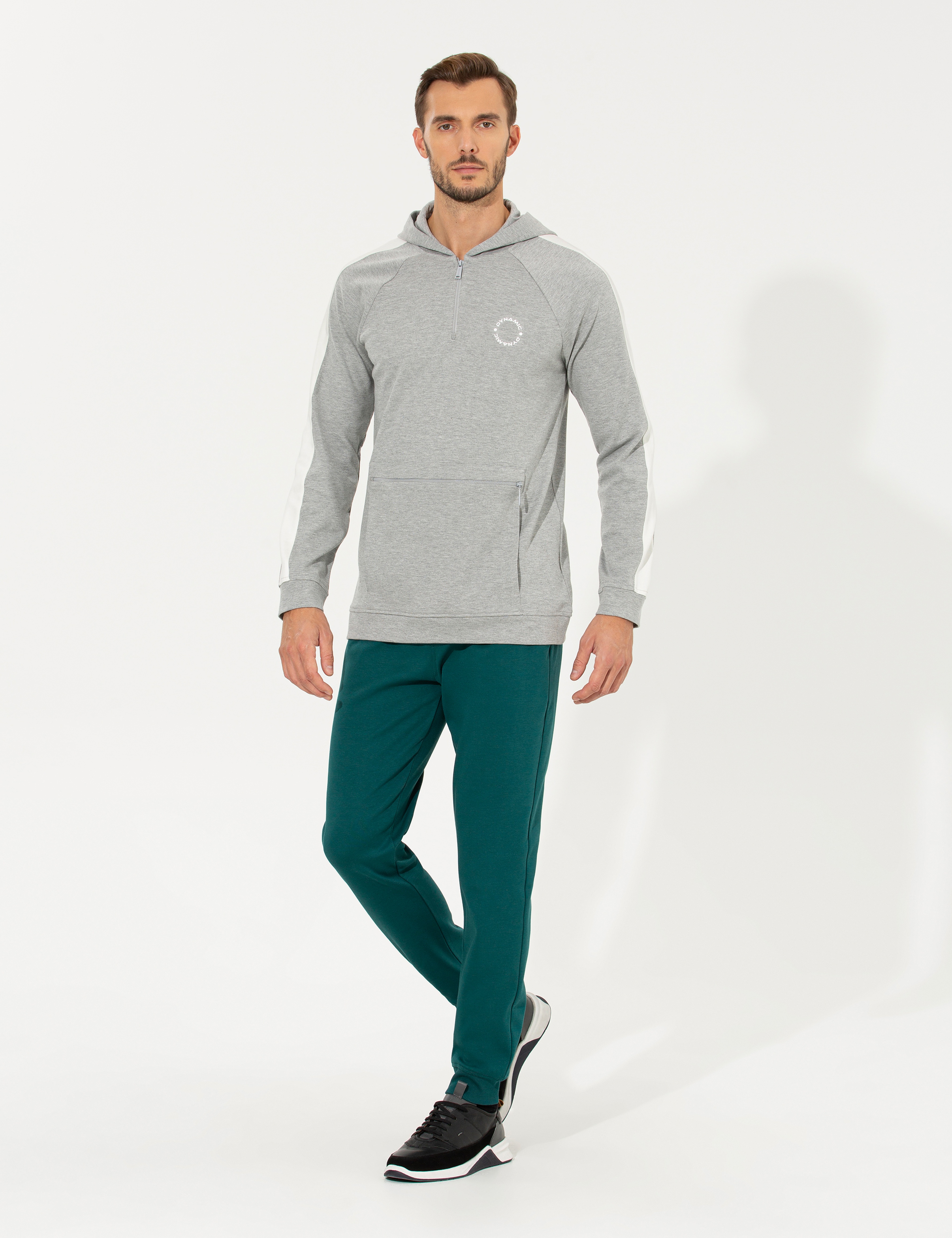 Açık Gri Melanj Regular Fit Kapüşonlu Sweatshirt