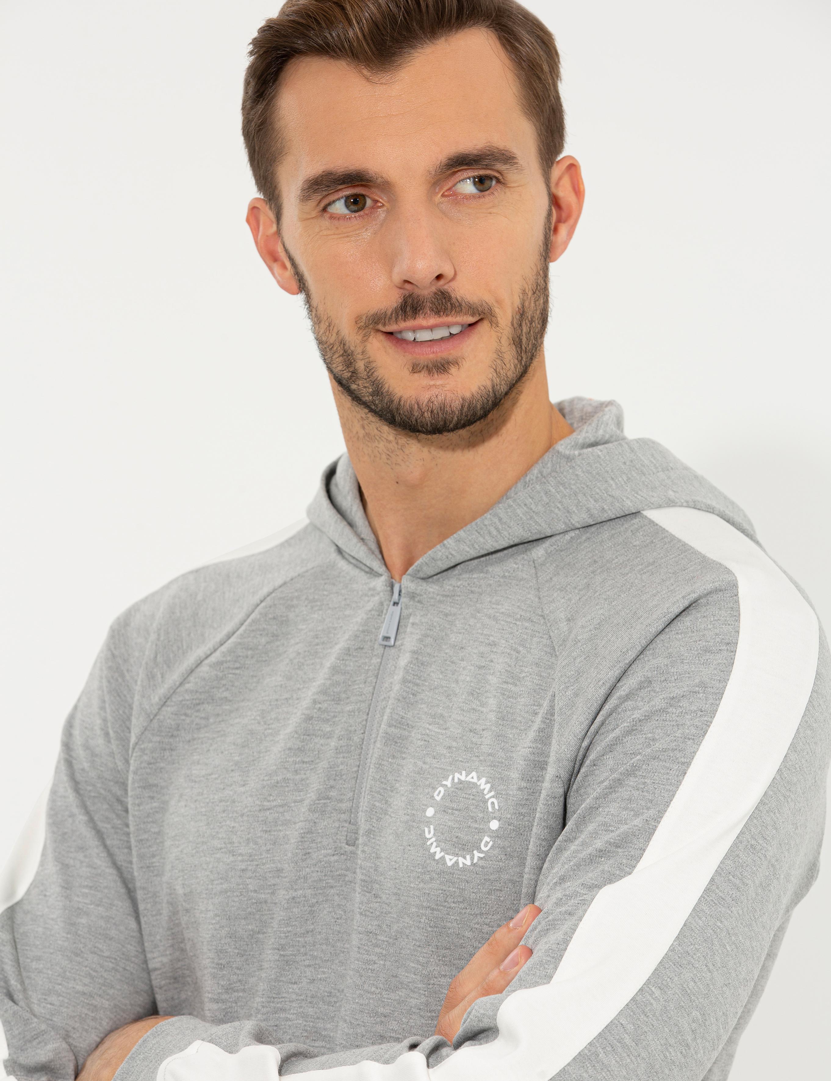 Açık Gri Melanj Regular Fit Kapüşonlu Sweatshirt