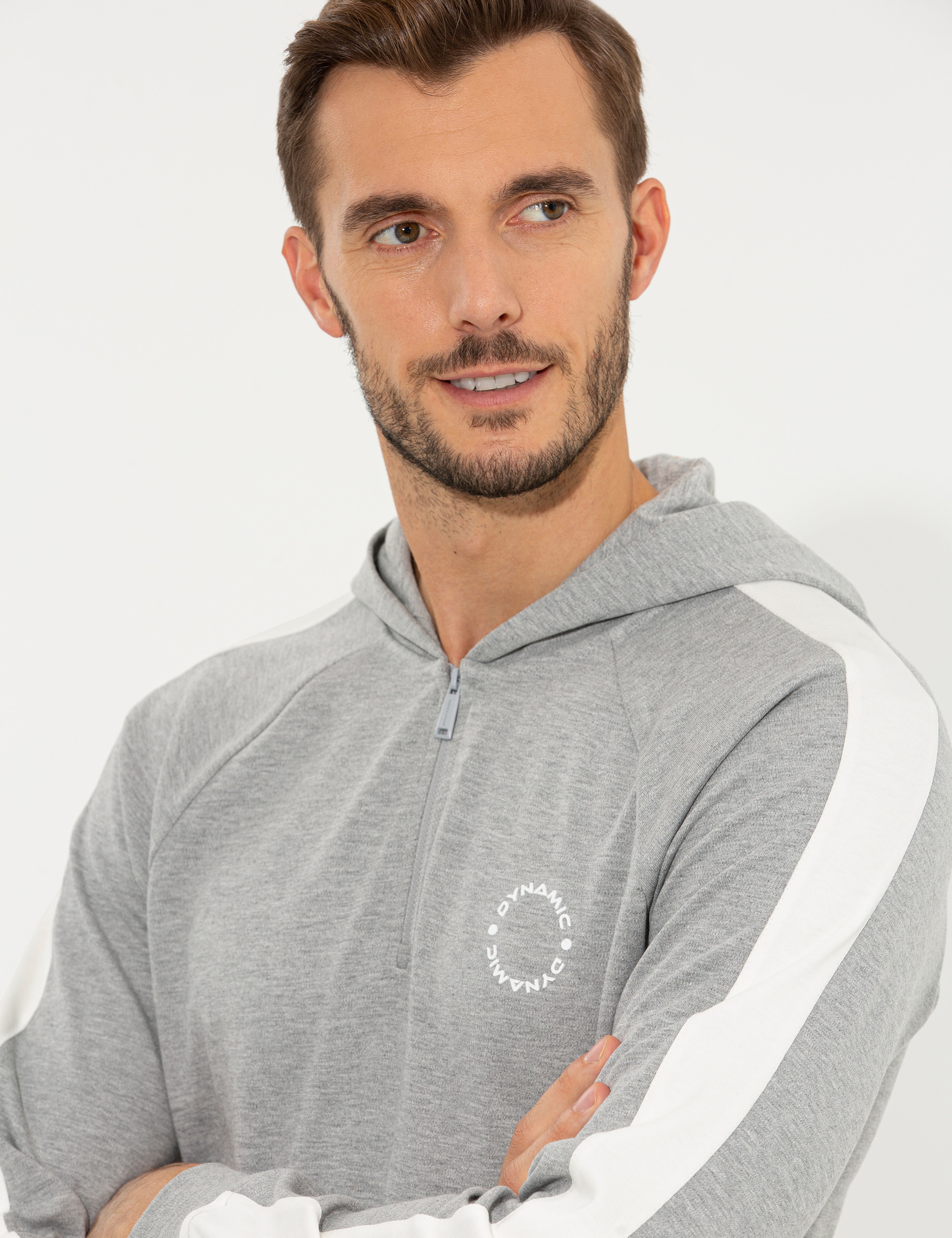 Açık Gri Melanj Regular Fit Kapüşonlu Sweatshirt