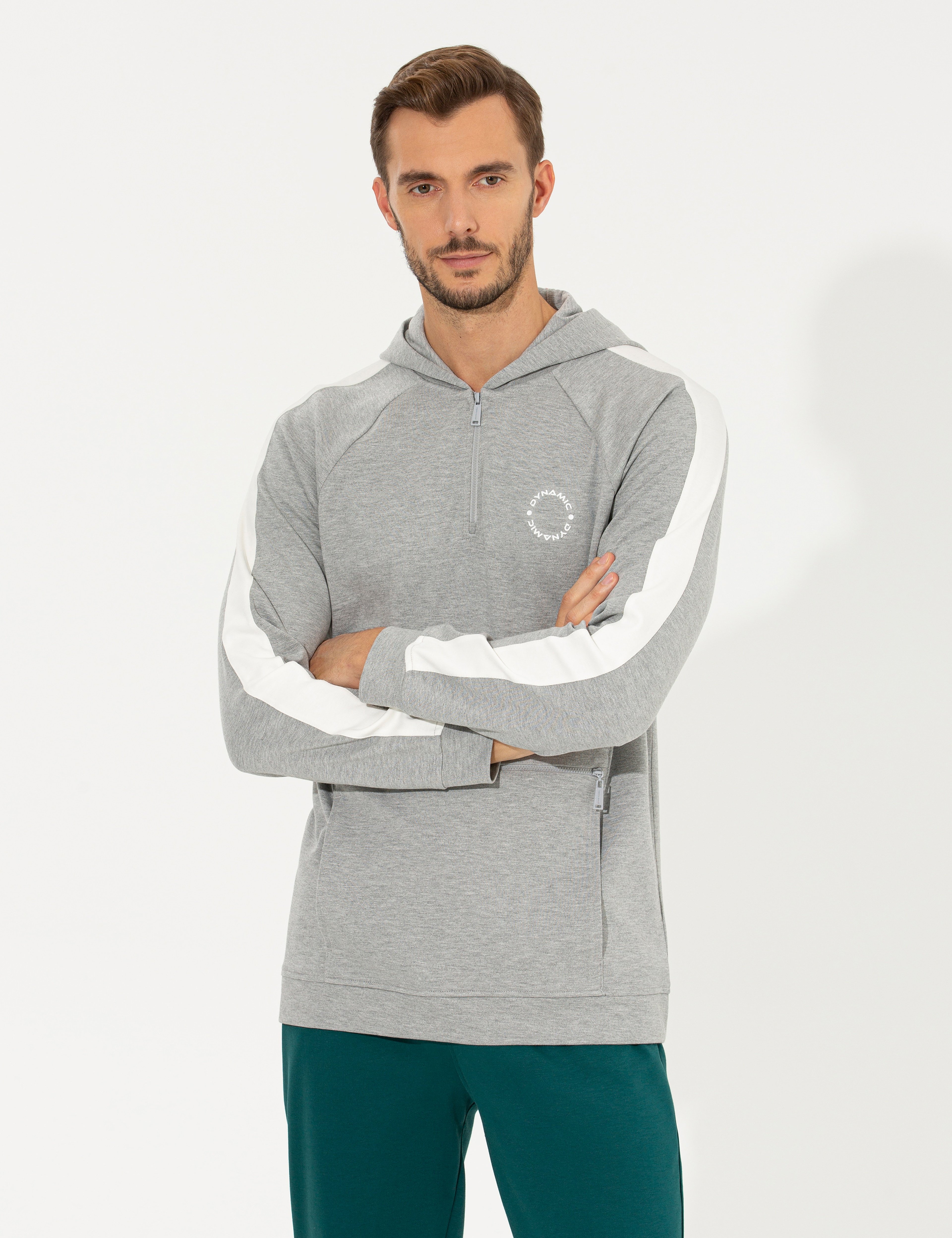 Açık Gri Melanj Regular Fit Kapüşonlu Sweatshirt - Image 1