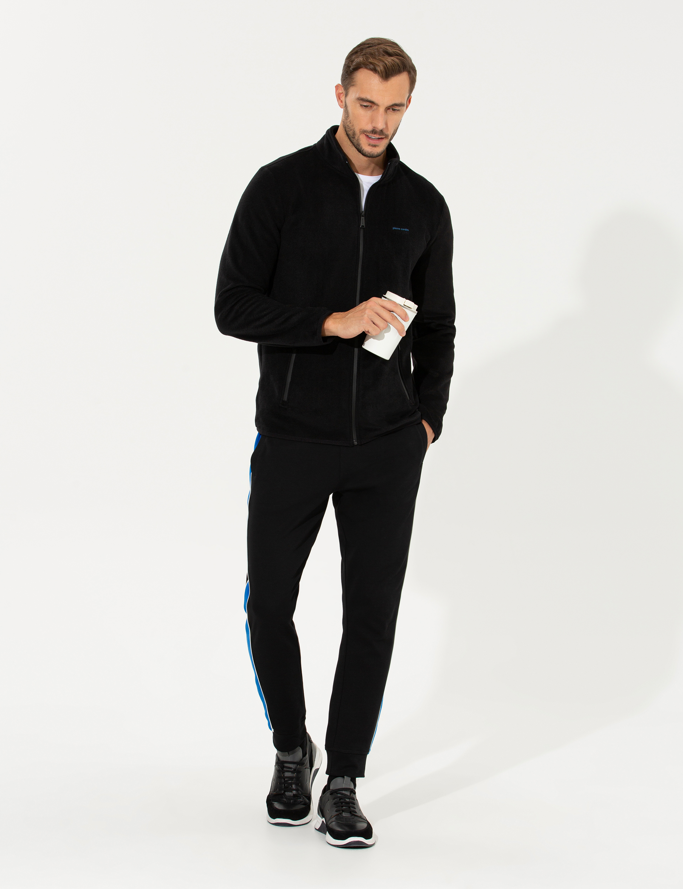 Siyah Regular Fit Polar Hırka - Image 4