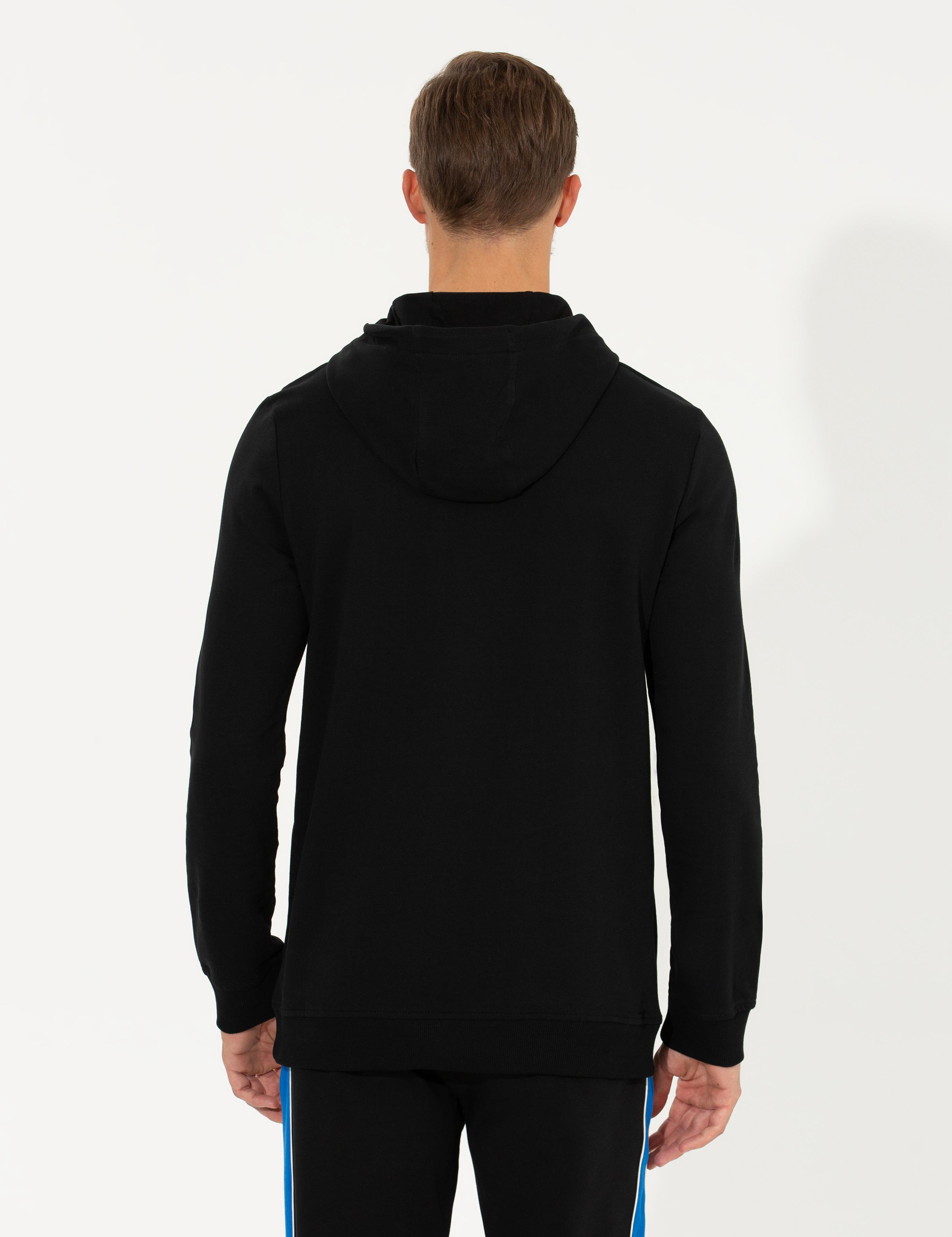 Siyah Kapüşonlu Sweatshirt