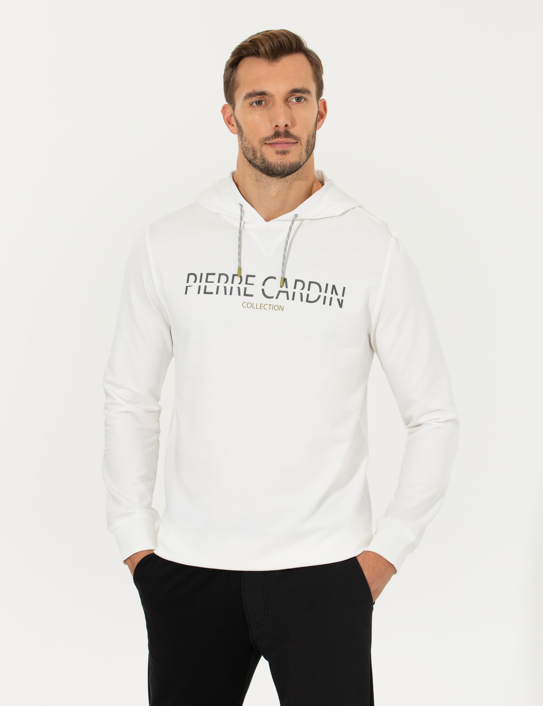 Ekru Kapüşonlu Sweatshirt - Image 3