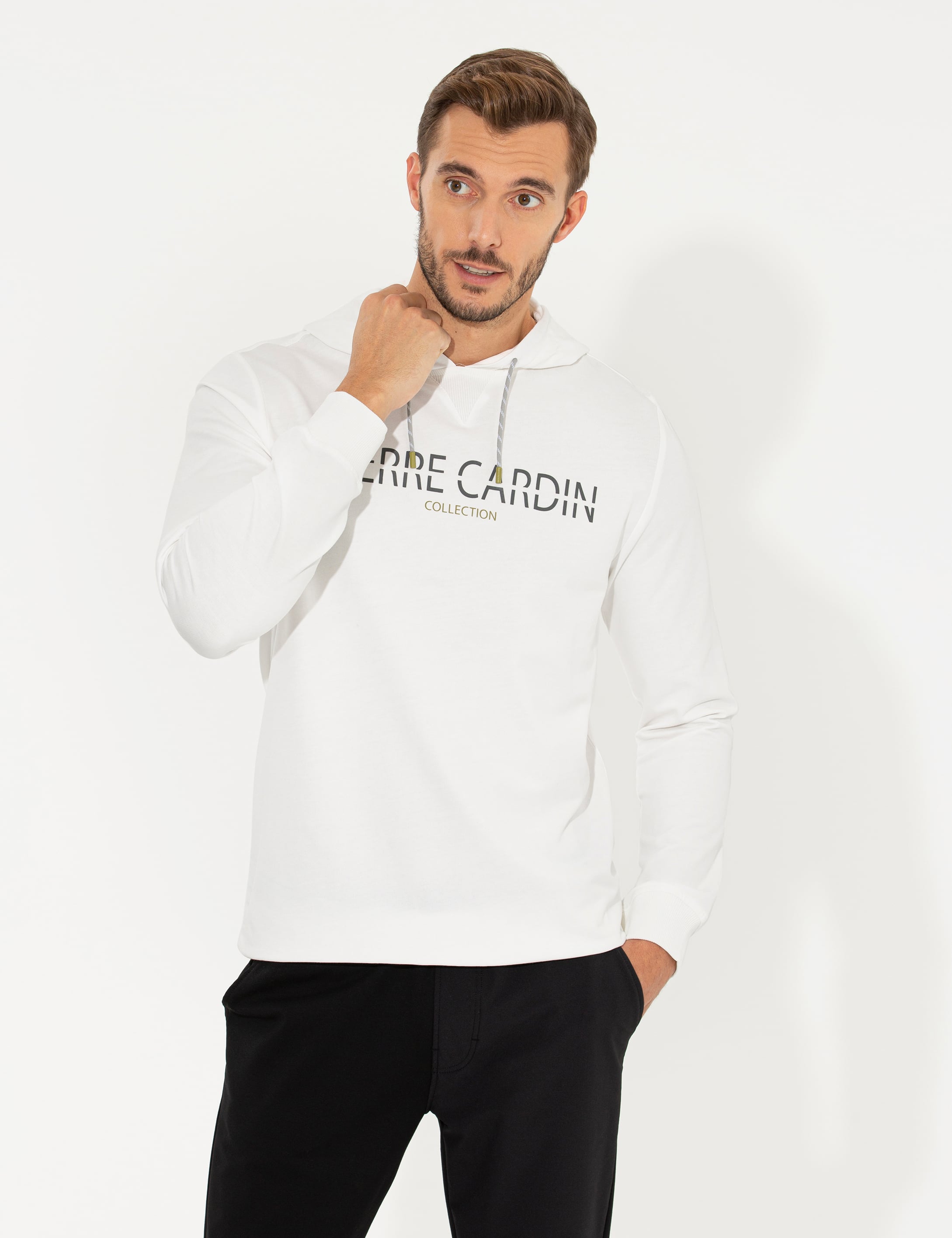 Ekru Kapüşonlu Sweatshirt