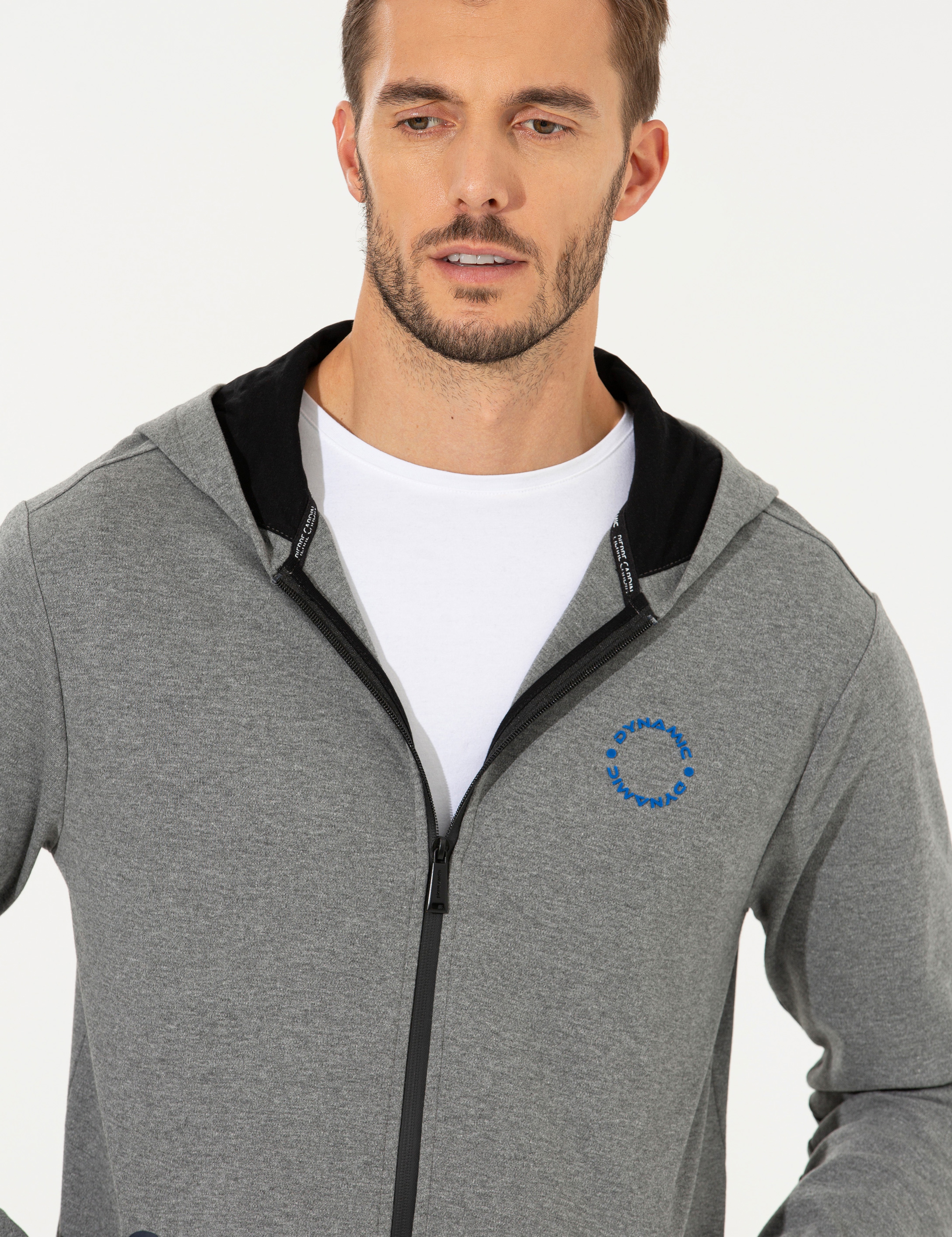Gri Melanj Kapüşonlu Sweatshirt - Image 4