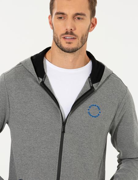 Gri Melanj Kapüşonlu Sweatshirt - 50258336006