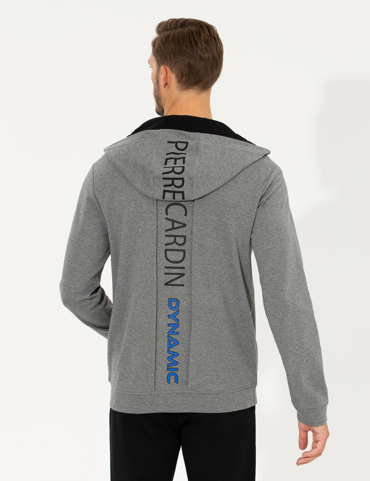 Gri Melanj Kapüşonlu Sweatshirt - 50258336006