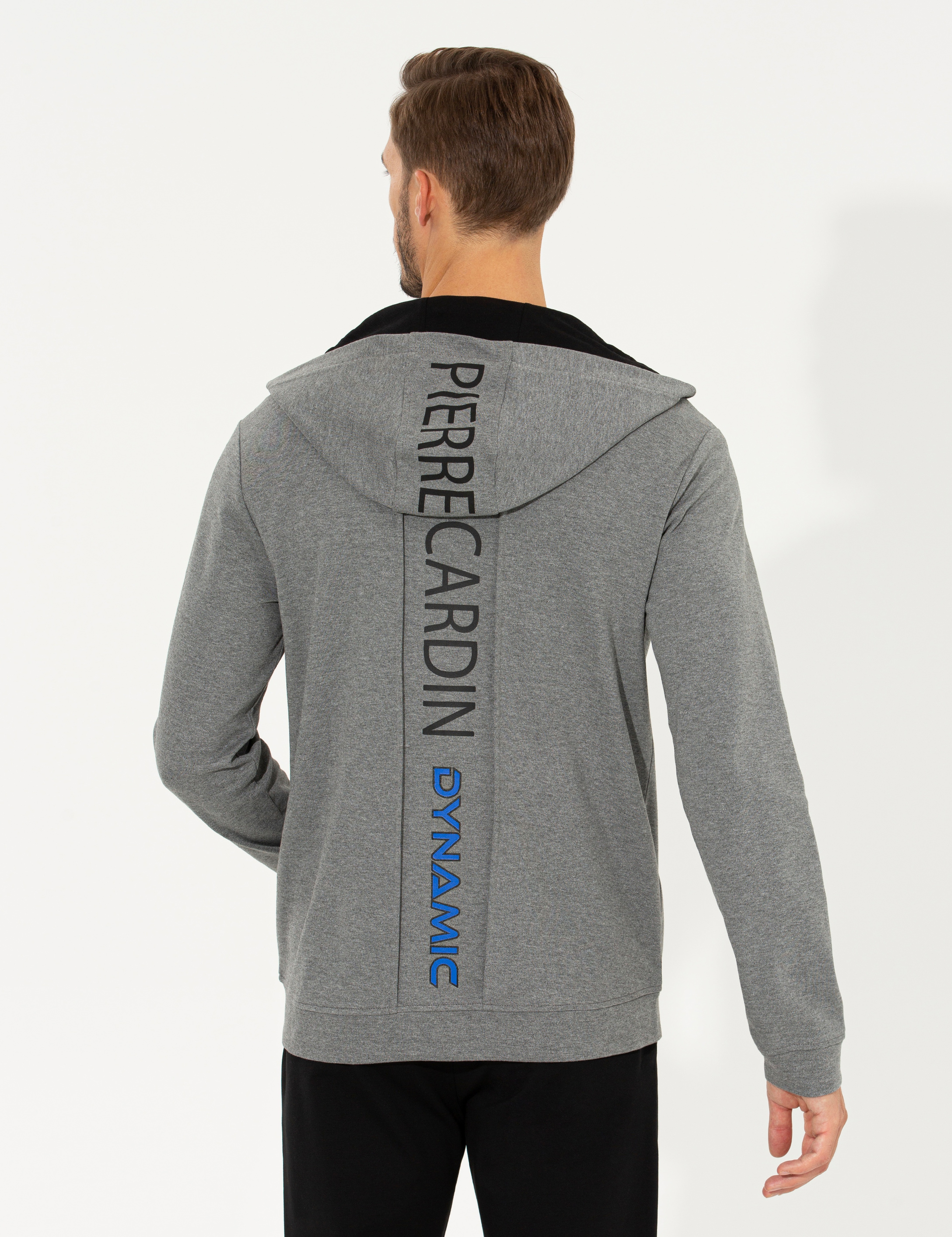 Gri Melanj Kapüşonlu Sweatshirt - Image 5
