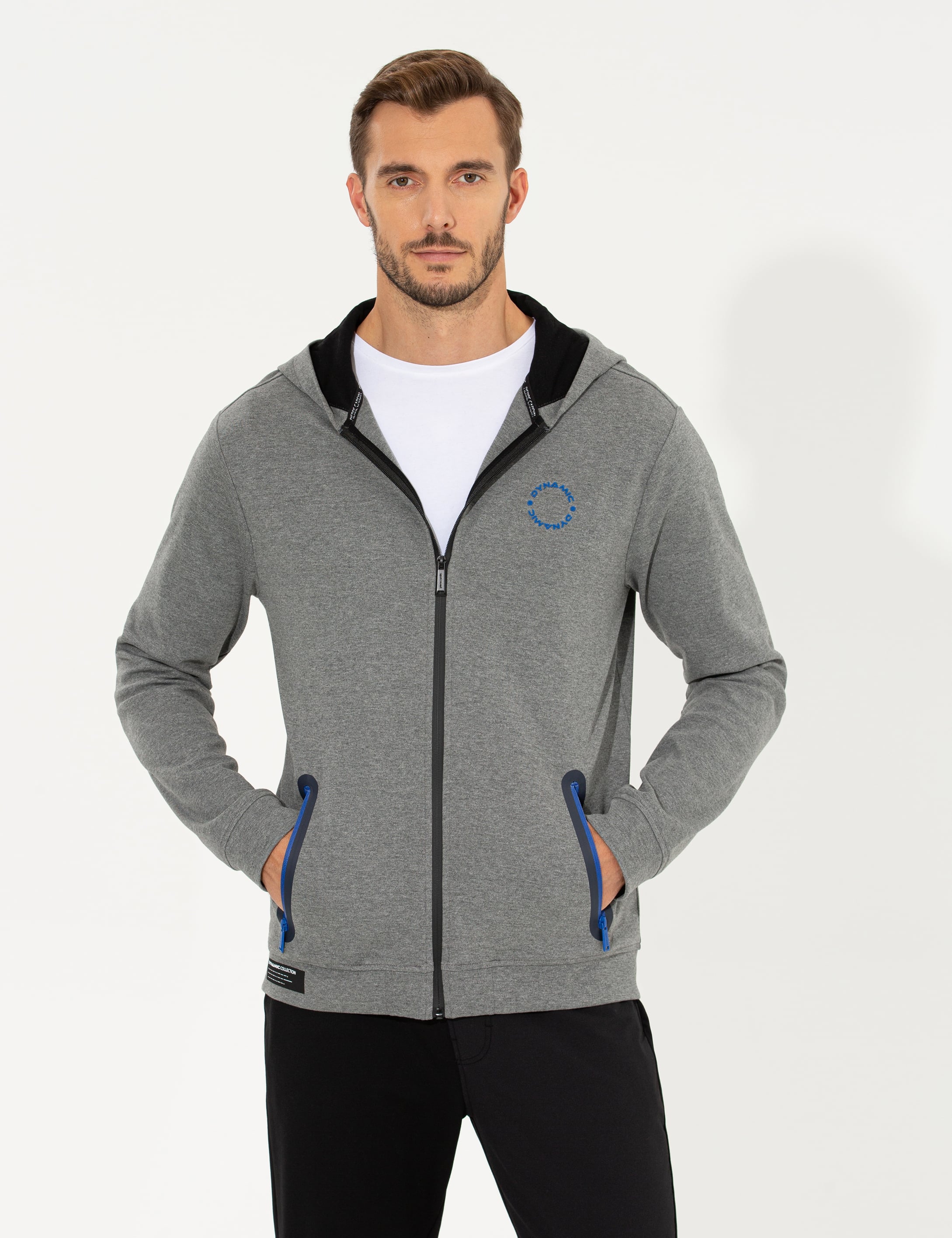 Pierre Cardin Gri Melanj Kapüşonlu Sweatshirt görsel 3