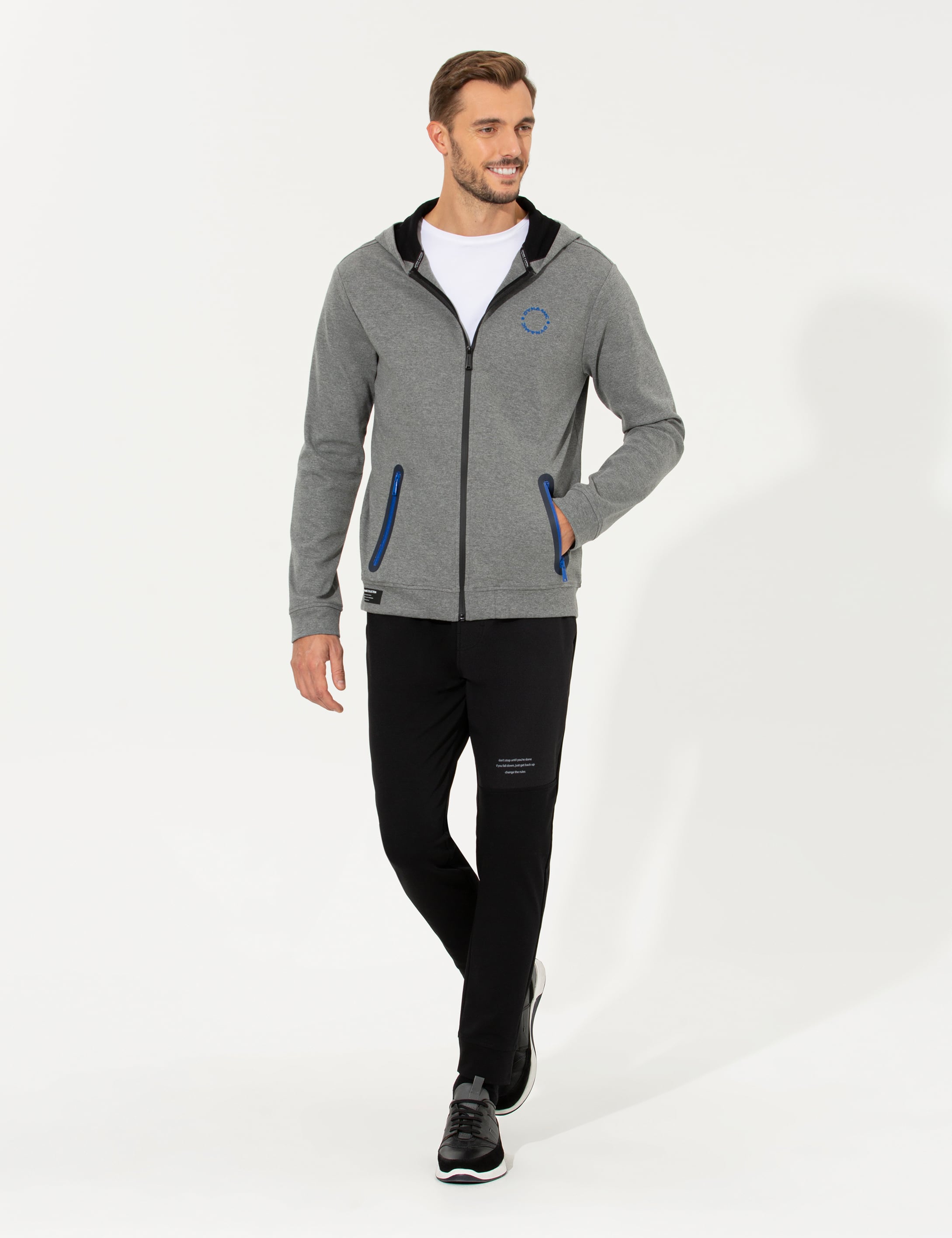 Pierre Cardin Gri Melanj Kapüşonlu Sweatshirt görsel 2