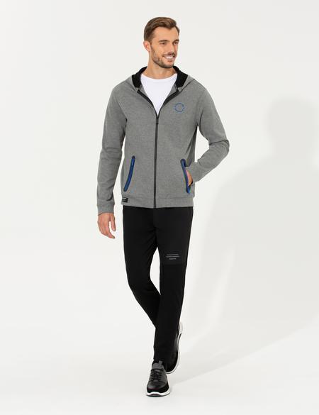 Gri Melanj Kapüşonlu Sweatshirt - 50258336006