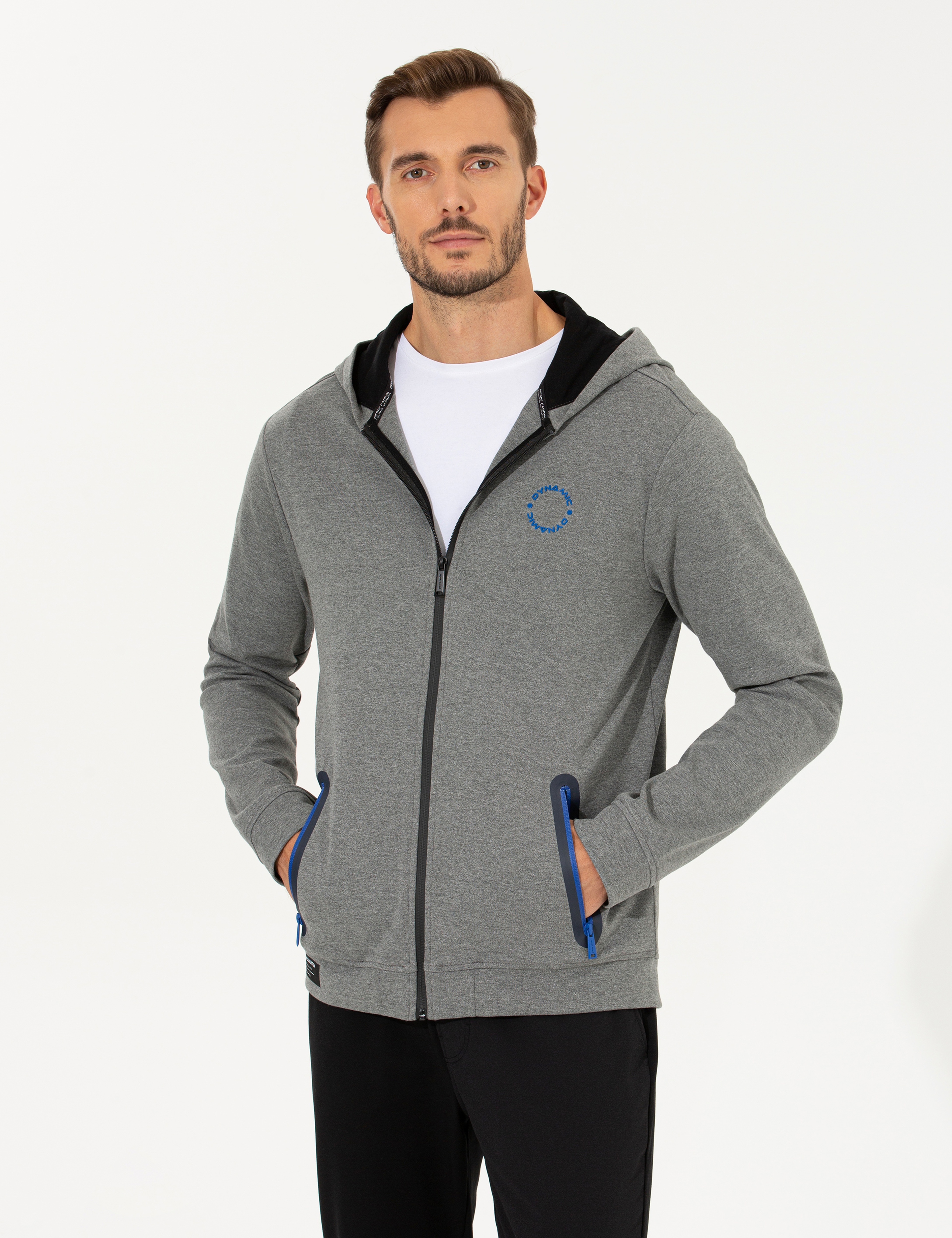 Gri Melanj Kapüşonlu Sweatshirt