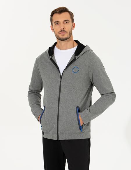 Gri Melanj Kapüşonlu Sweatshirt - 50258336006