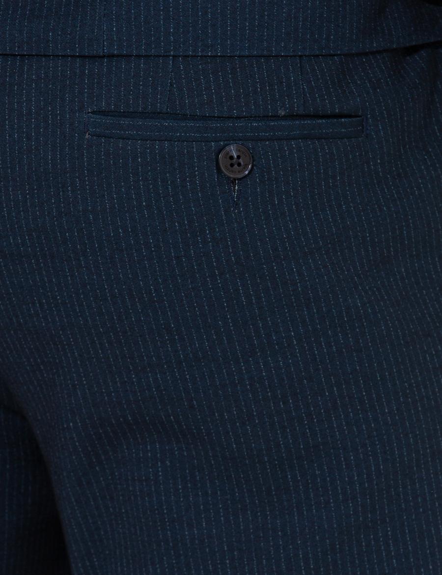 Lacivert Ex. Slim Fit Çizgili Takım Elbise