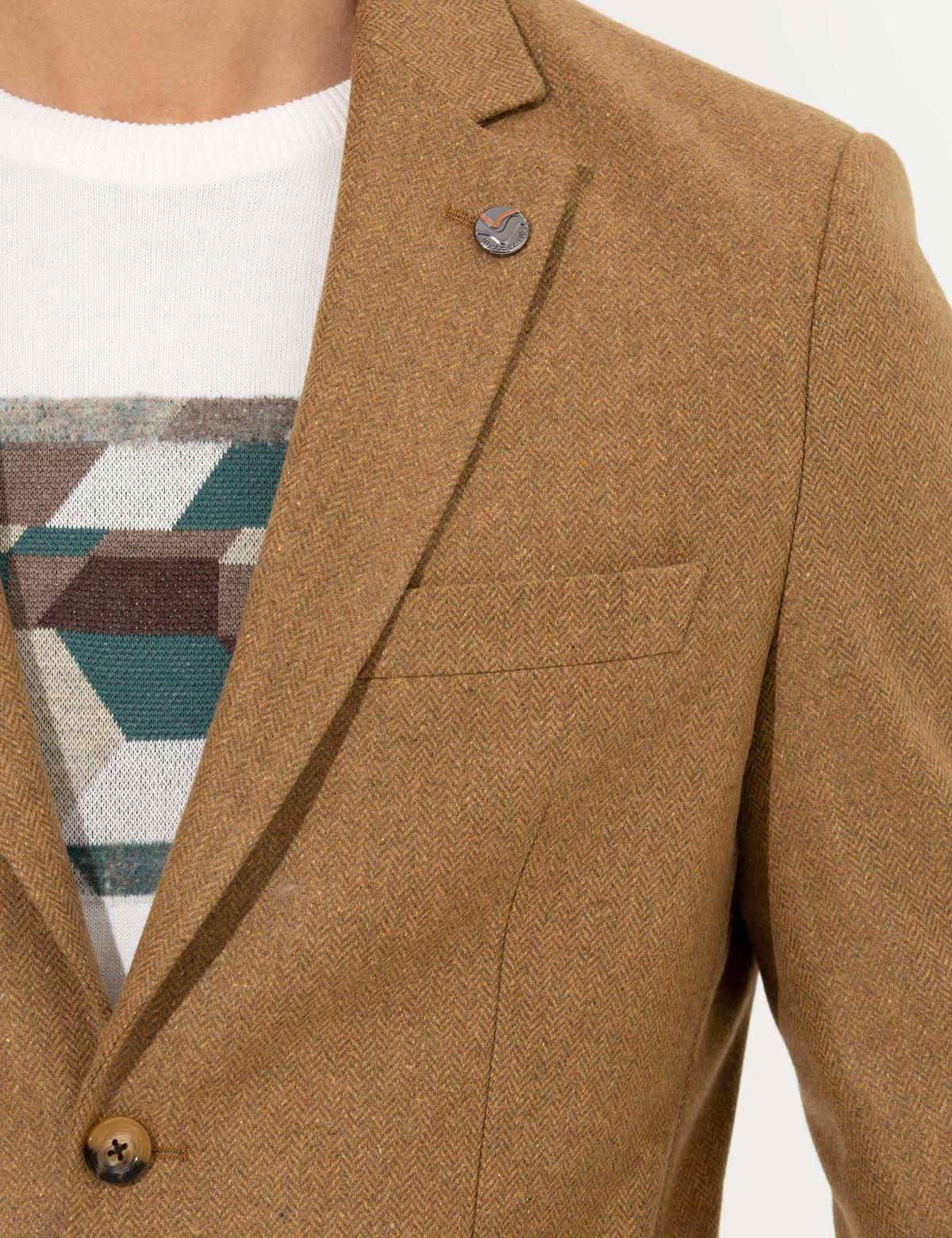 Kahverengi Slim Fit Ceket - 50256392005