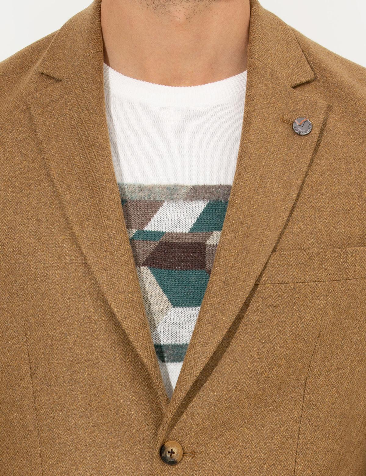 Kahverengi Slim Fit Ceket - 50256392005