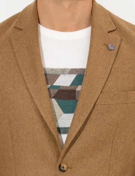 Kahverengi Slim Fit Ceket - 50256392005