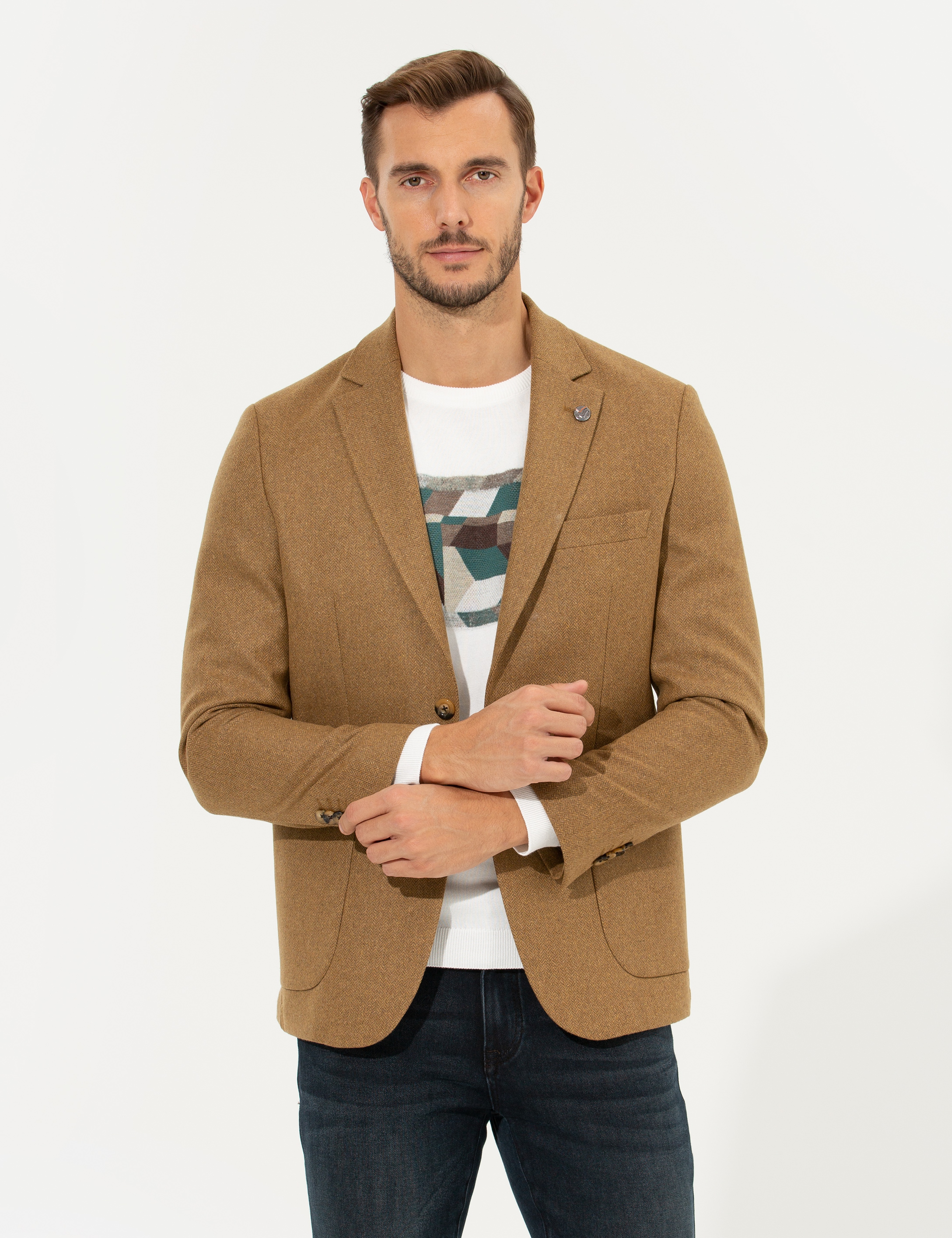 Kahverengi Slim Fit Ceket