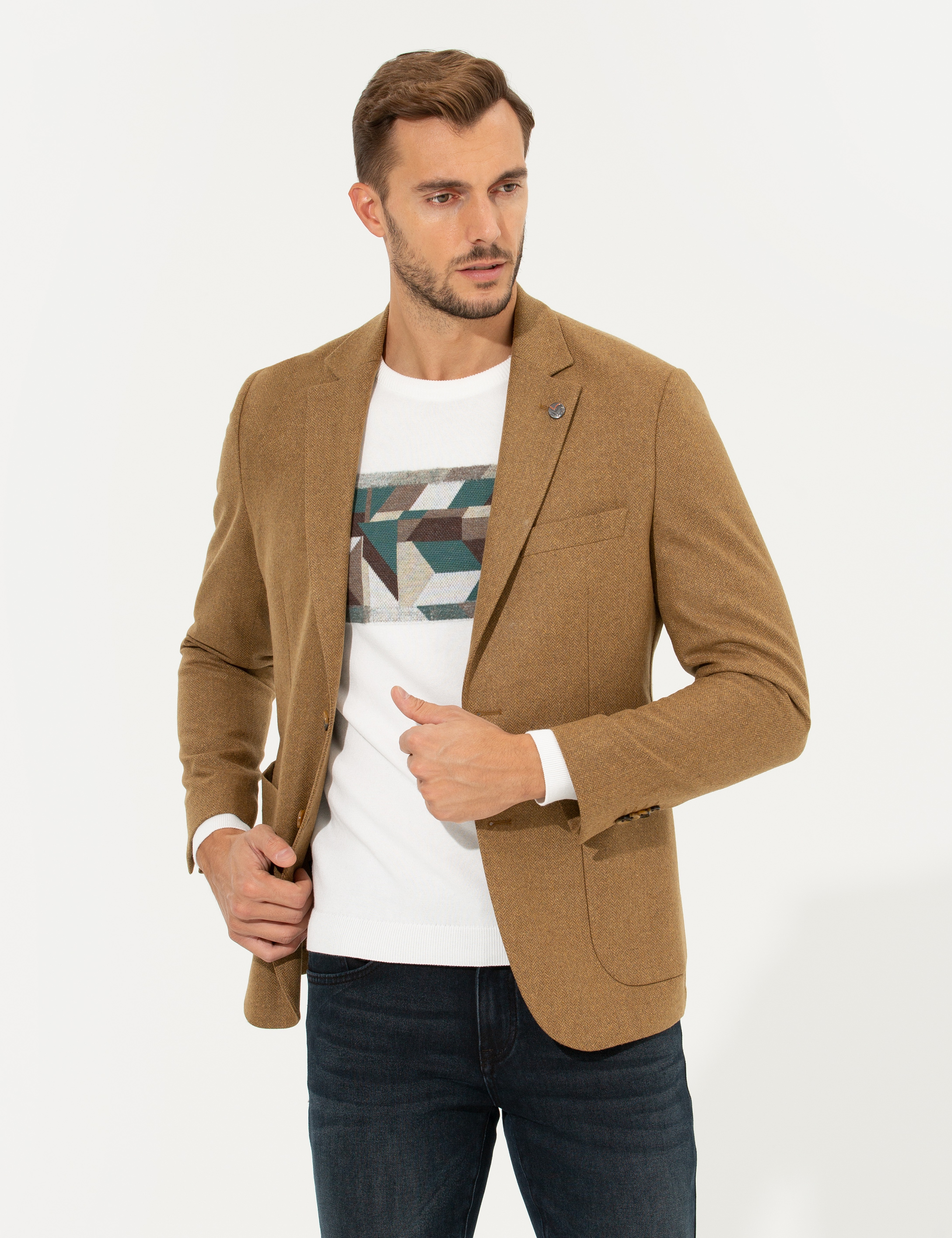 Kahverengi Slim Fit Ceket - Image 1