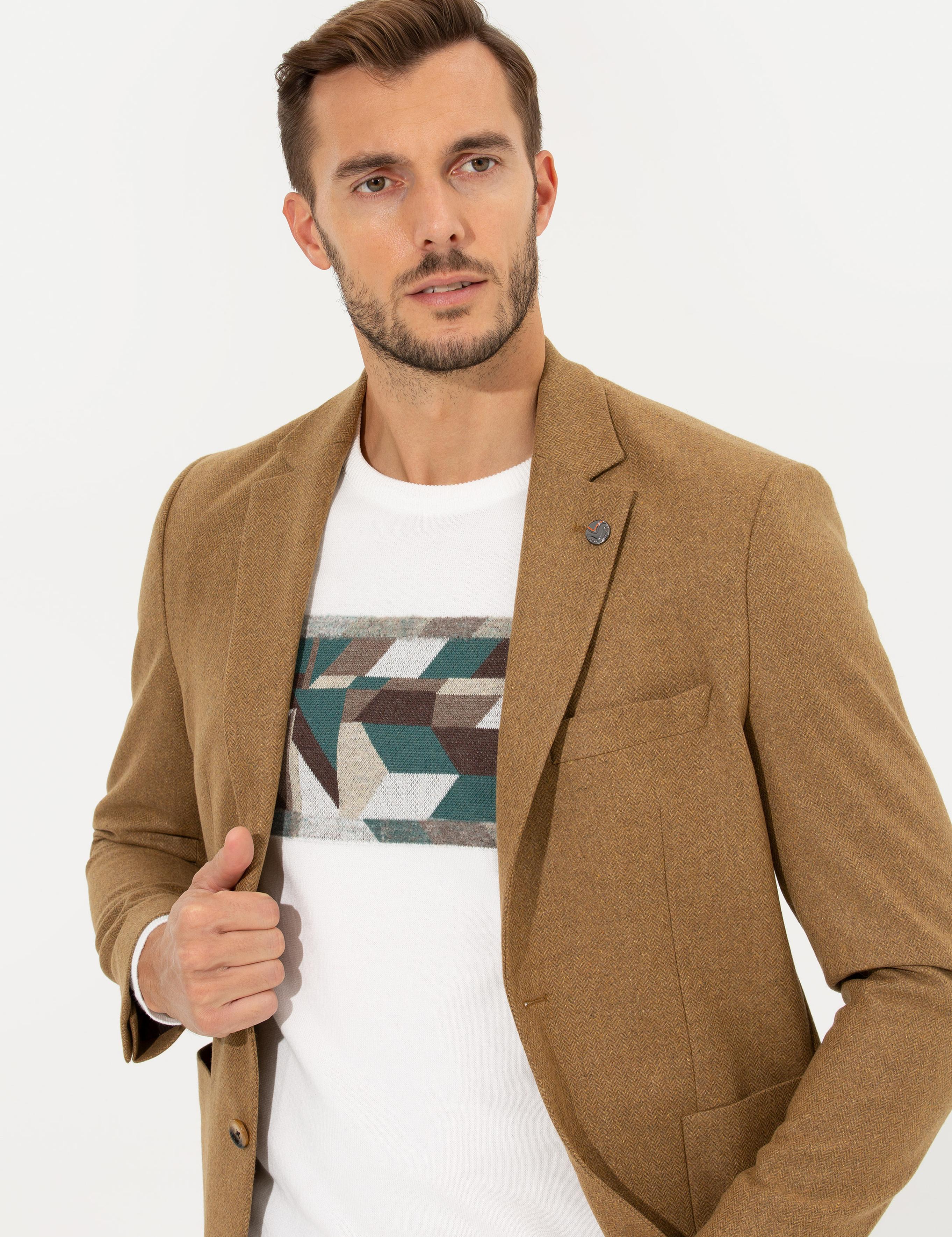 Kahverengi Slim Fit Ceket