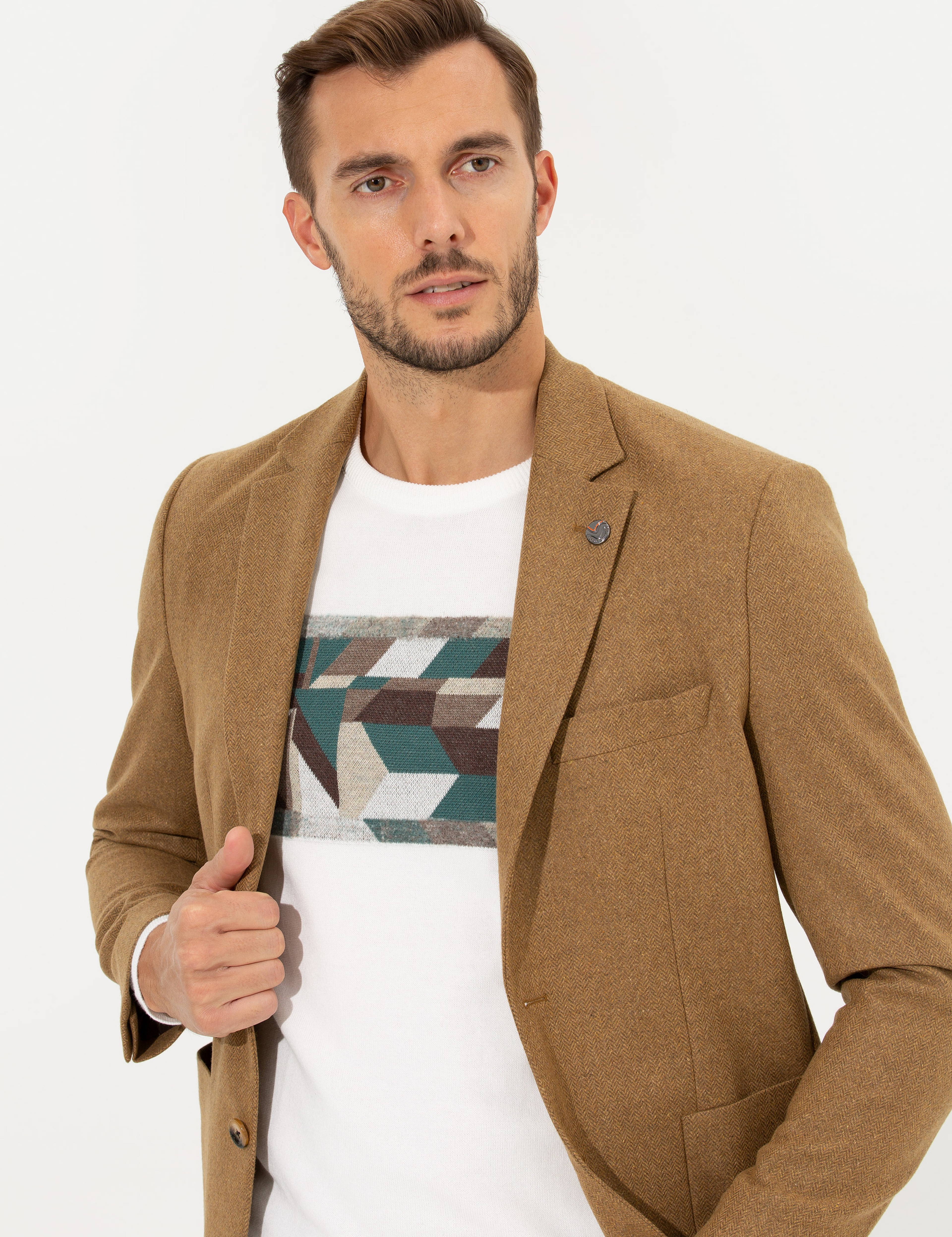 Kahverengi Slim Fit Ceket - Image 2