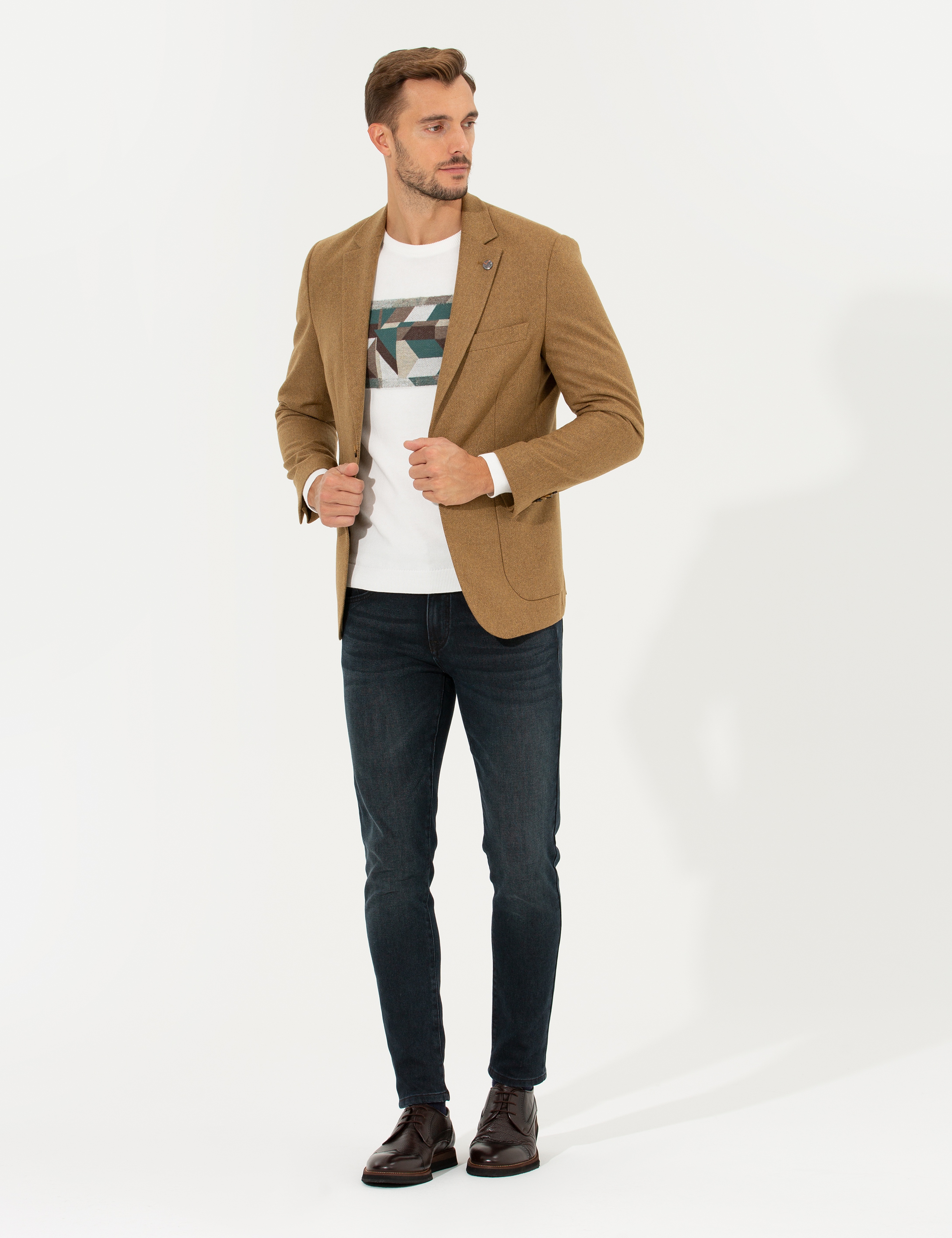 Kahverengi Slim Fit Ceket - Image 3