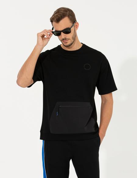 Siyah Regular Fit Bisiklet Yaka Tişört - 50258520003